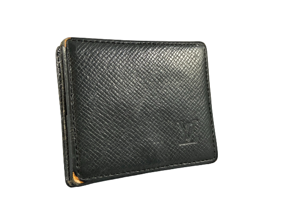 Louis Vuitton Coin Purse Black Taiga Leather