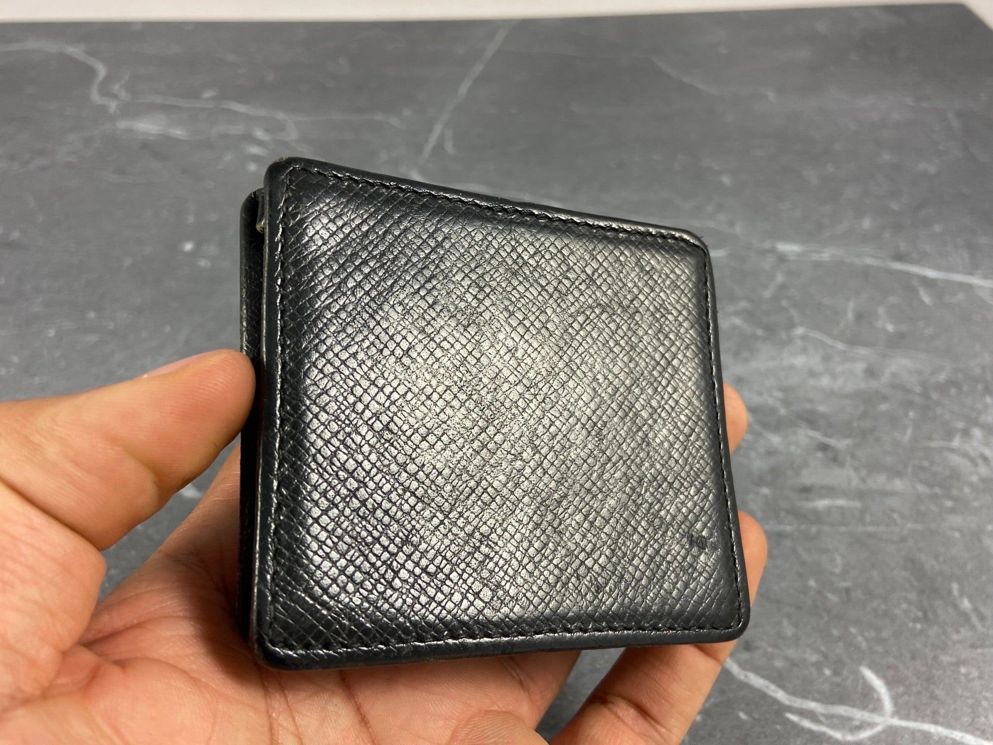 Louis Vuitton Coin Purse Black Taiga Leather
