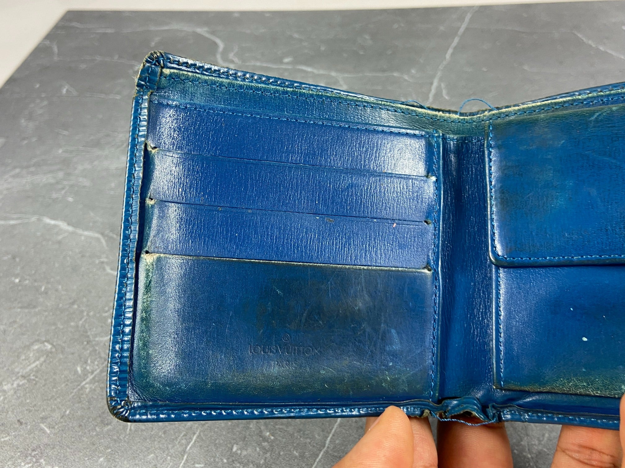 Louis Vuitton Marco Wallet Blue Epi Leather