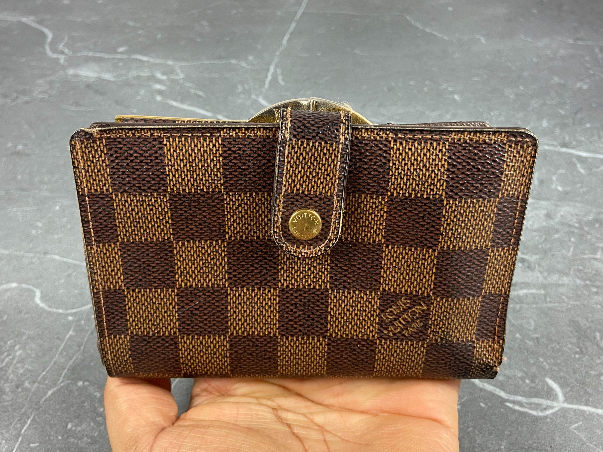 Louis Vuitton French Compact Wallet Damier Ebene Canvas