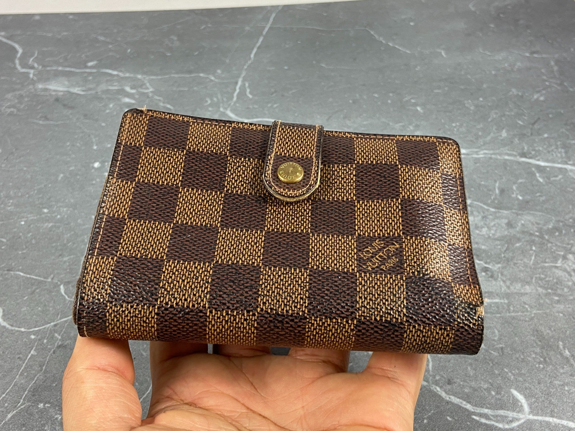 Louis Vuitton French Compact Wallet Damier Ebene Canvas