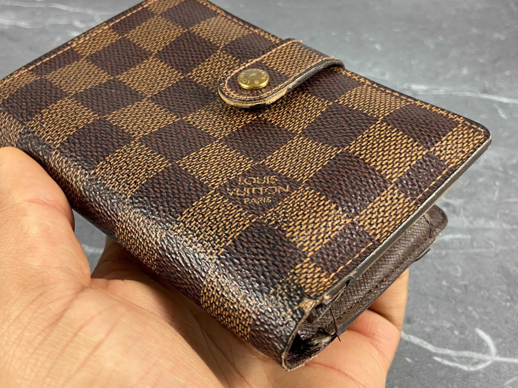 Louis Vuitton French Compact Wallet Damier Ebene Canvas