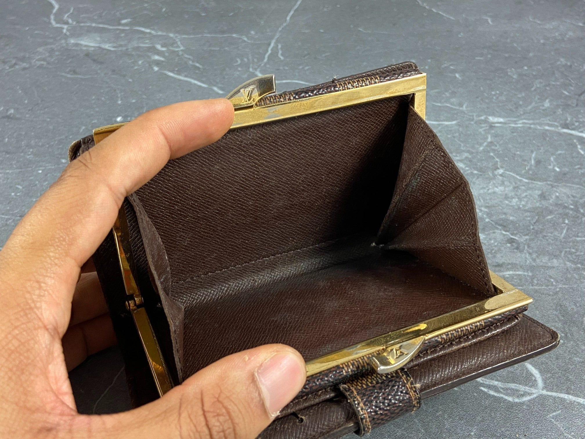 Louis Vuitton French Compact Wallet Damier Ebene Canvas