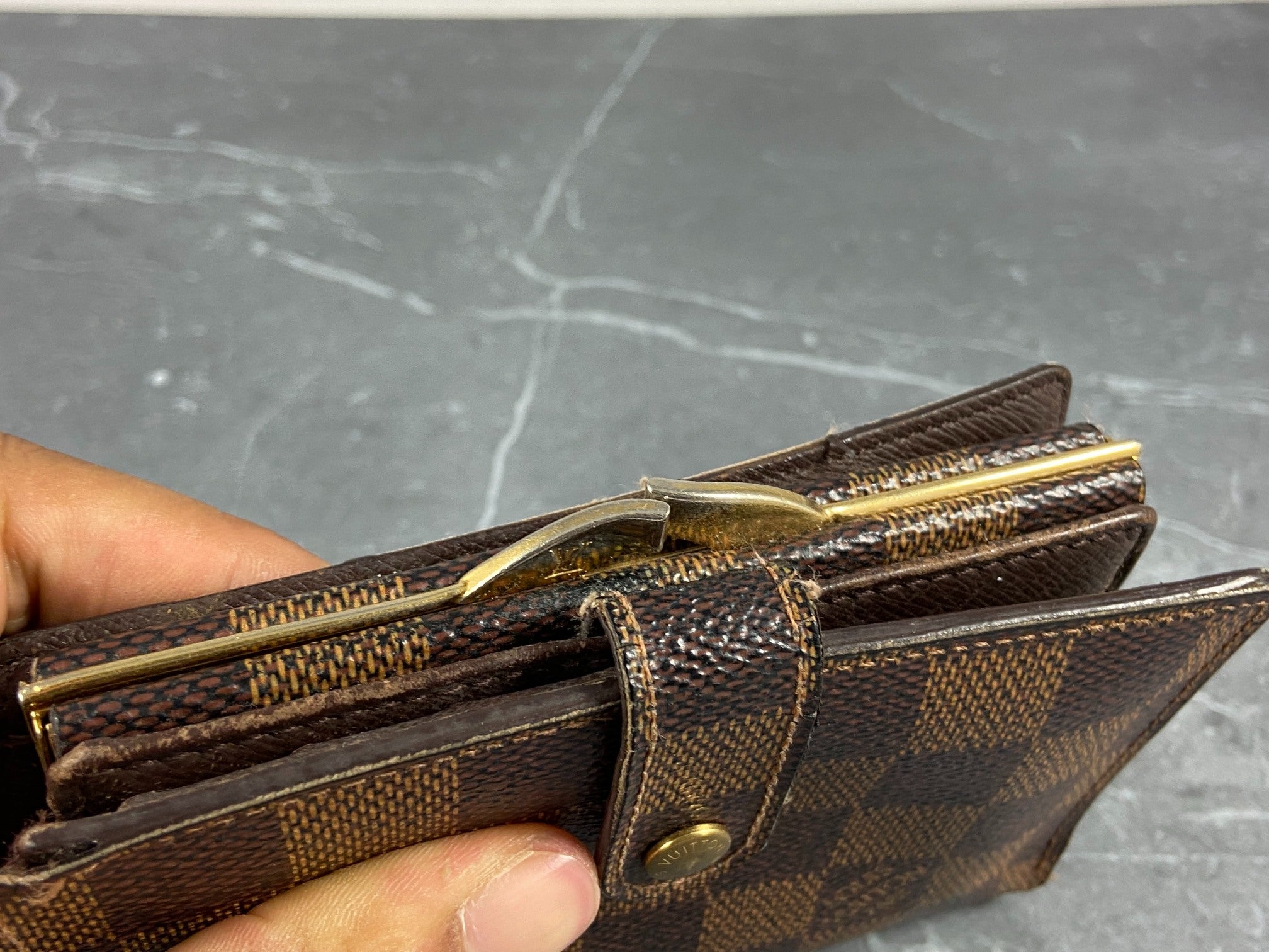 Louis Vuitton French Compact Wallet Damier Ebene Canvas