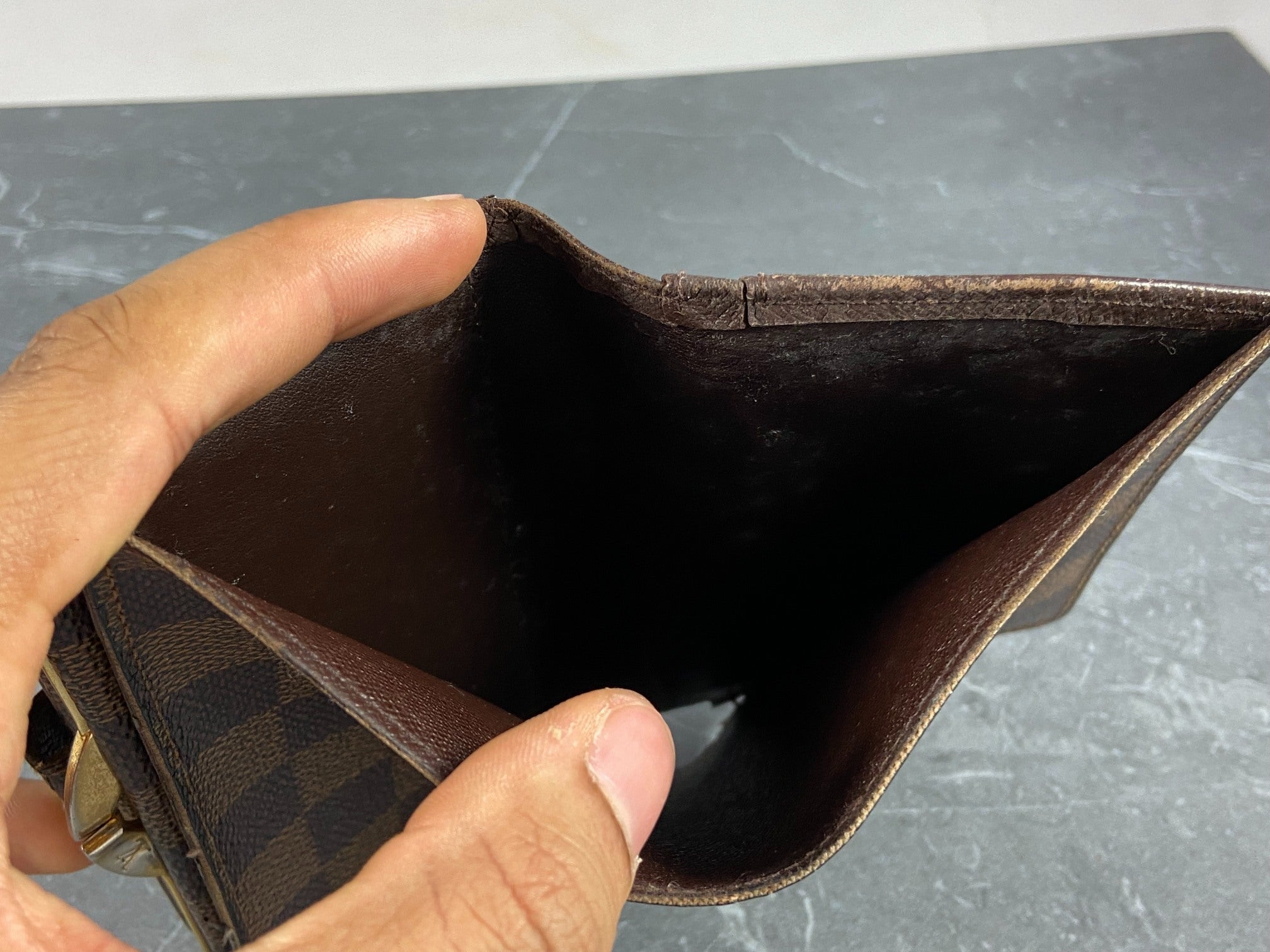 Louis Vuitton French Compact Wallet Damier Ebene Canvas