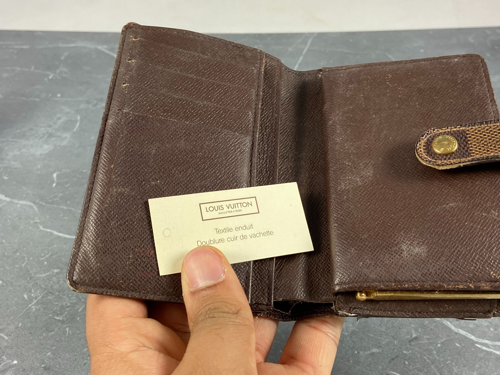 Louis Vuitton French Compact Wallet Damier Ebene Canvas