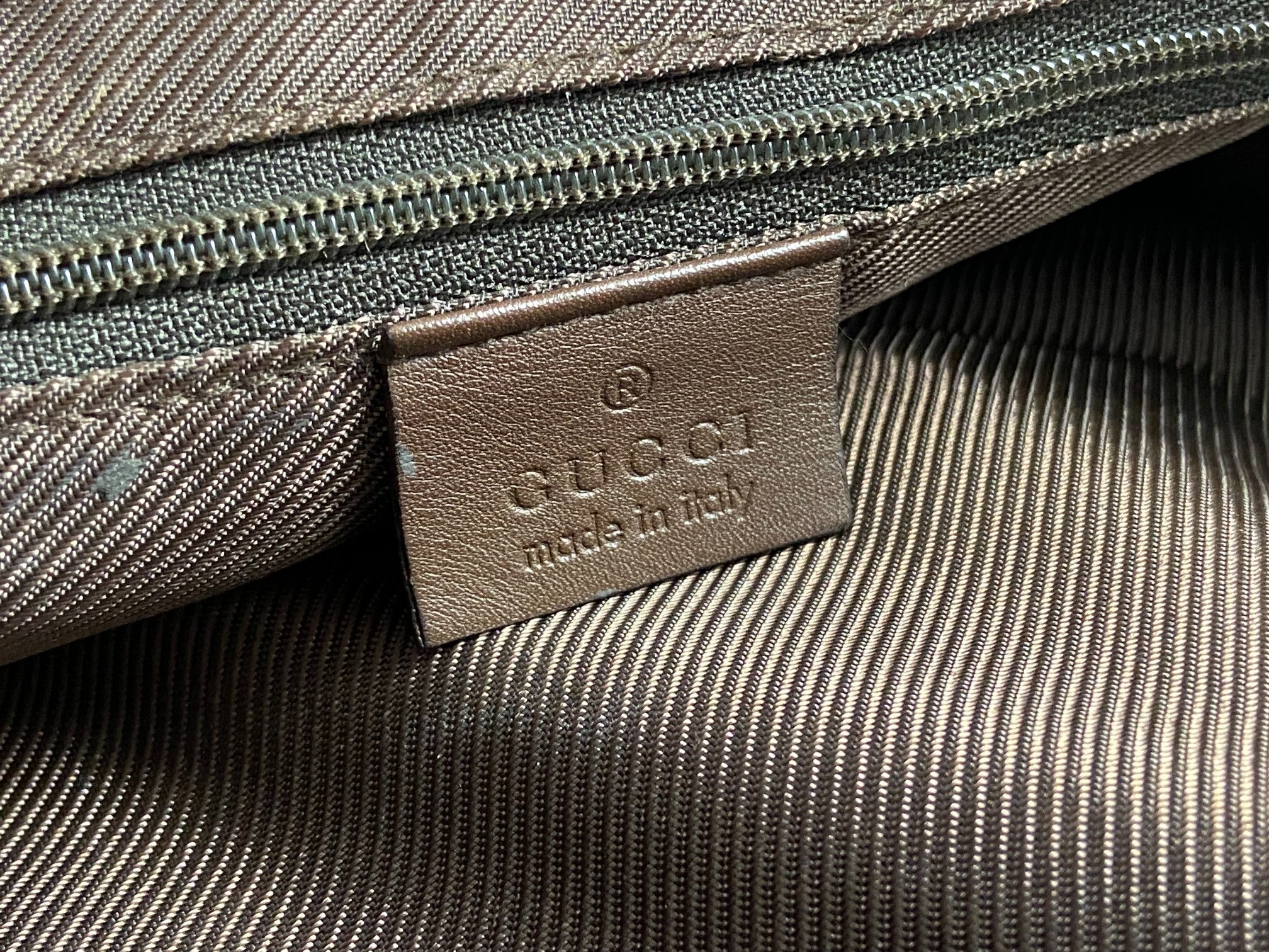 Gucci Hand / Tote Bag Beige GG Monogram + Brown Leather