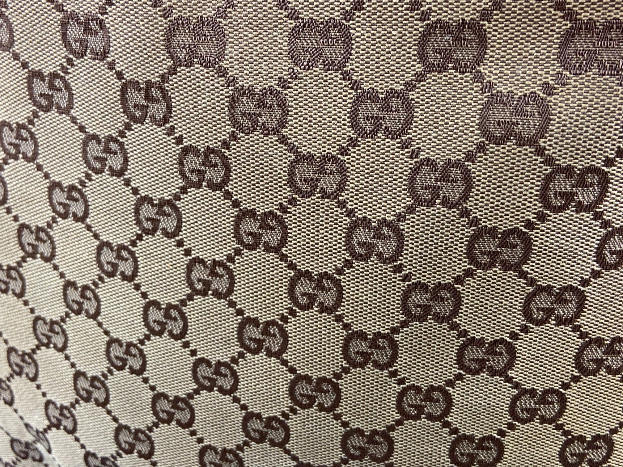 Gucci Hand / Tote Bag Beige GG Monogram + Brown Leather