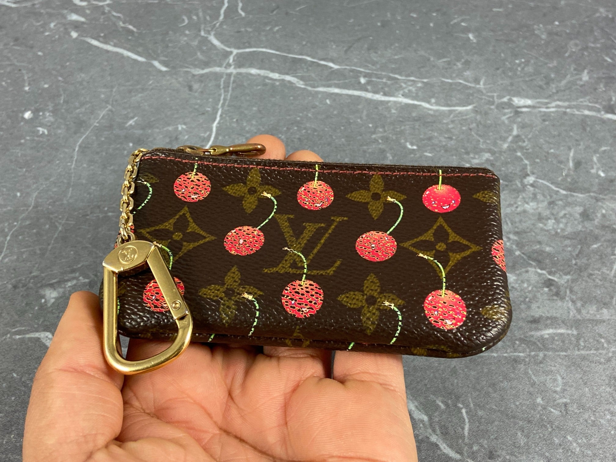 Louis Vuitton Takashi Murakami Pochette Cles Key Pouch Cerise Monogram Canvas