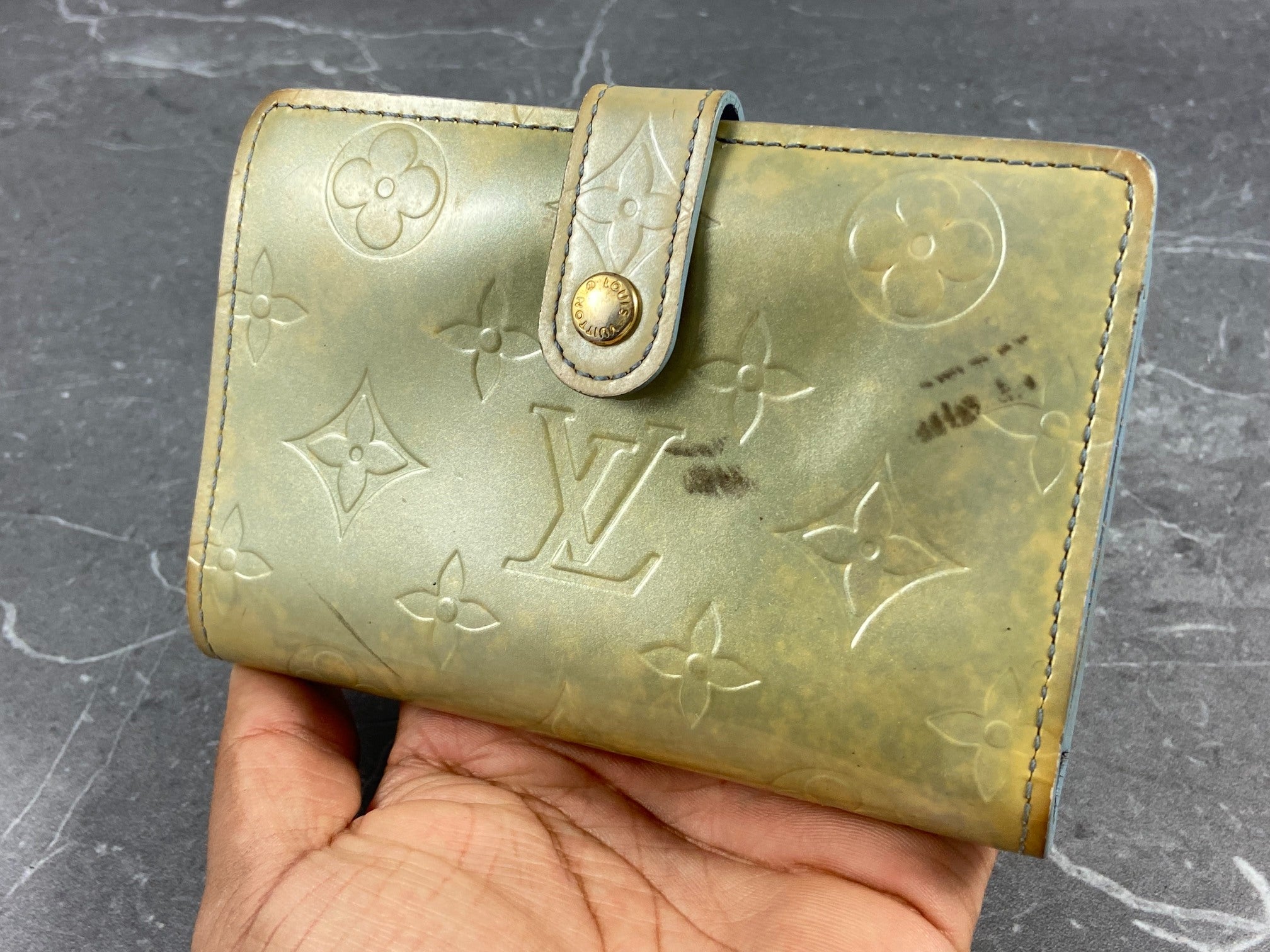 Louis Vuitton French Compact Wallet Black Vernis Leather