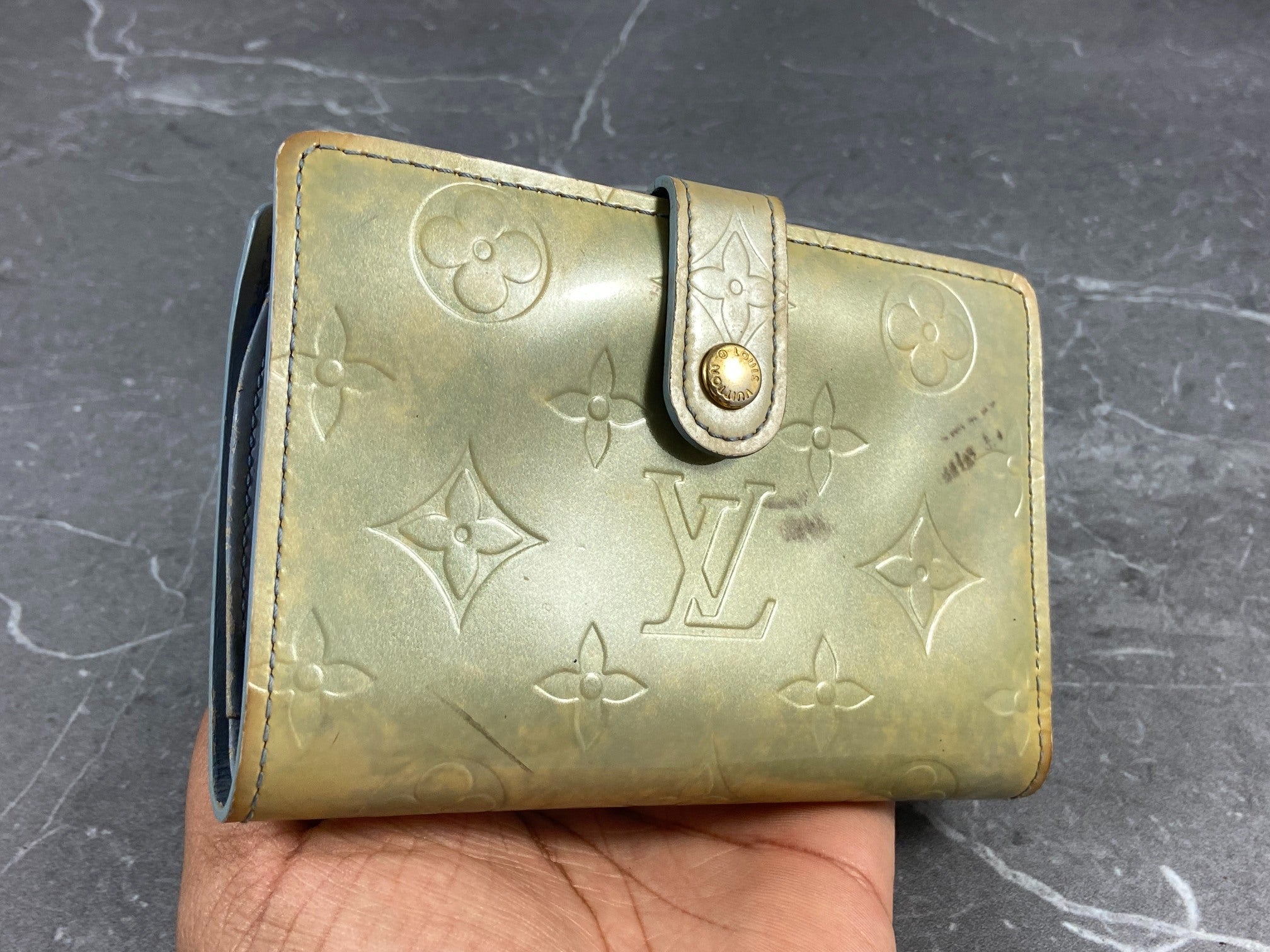 Louis Vuitton French Compact Wallet Black Vernis Leather