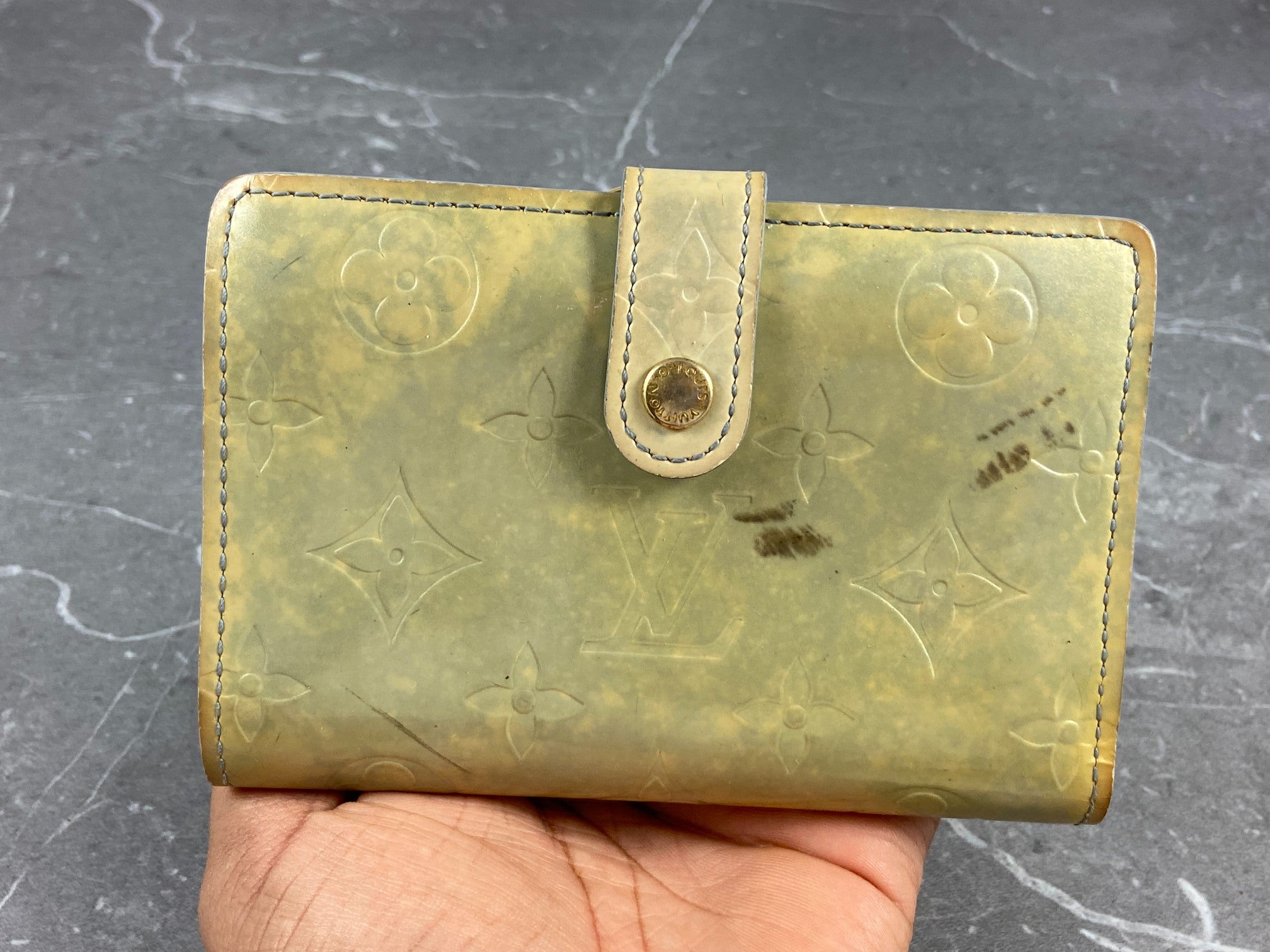 Louis Vuitton French Compact Wallet Black Vernis Leather