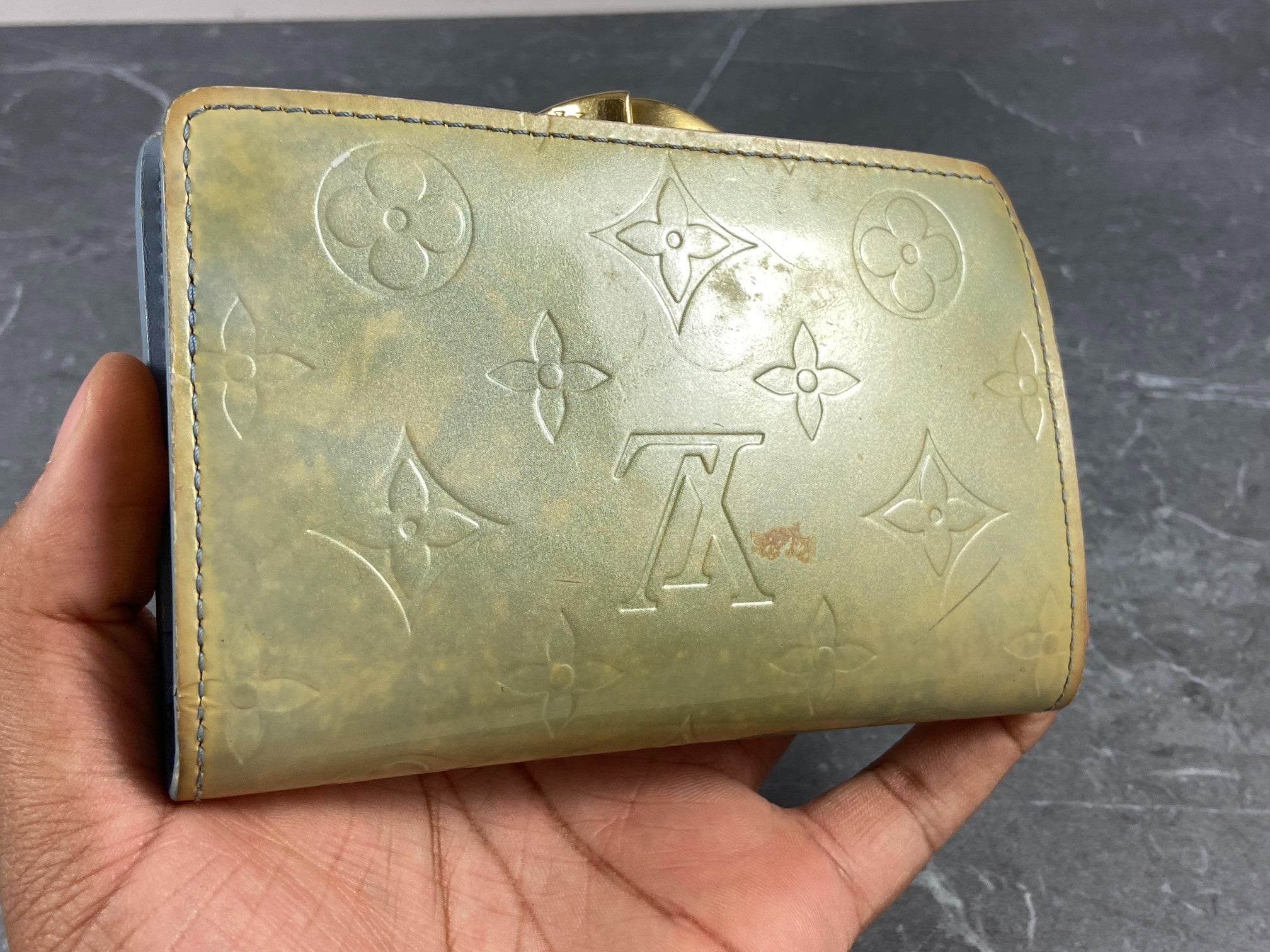 Louis Vuitton French Compact Wallet Black Vernis Leather