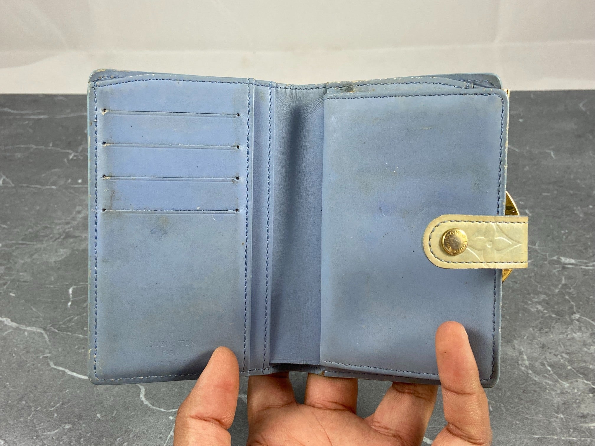 Louis Vuitton French Compact Wallet Black Vernis Leather