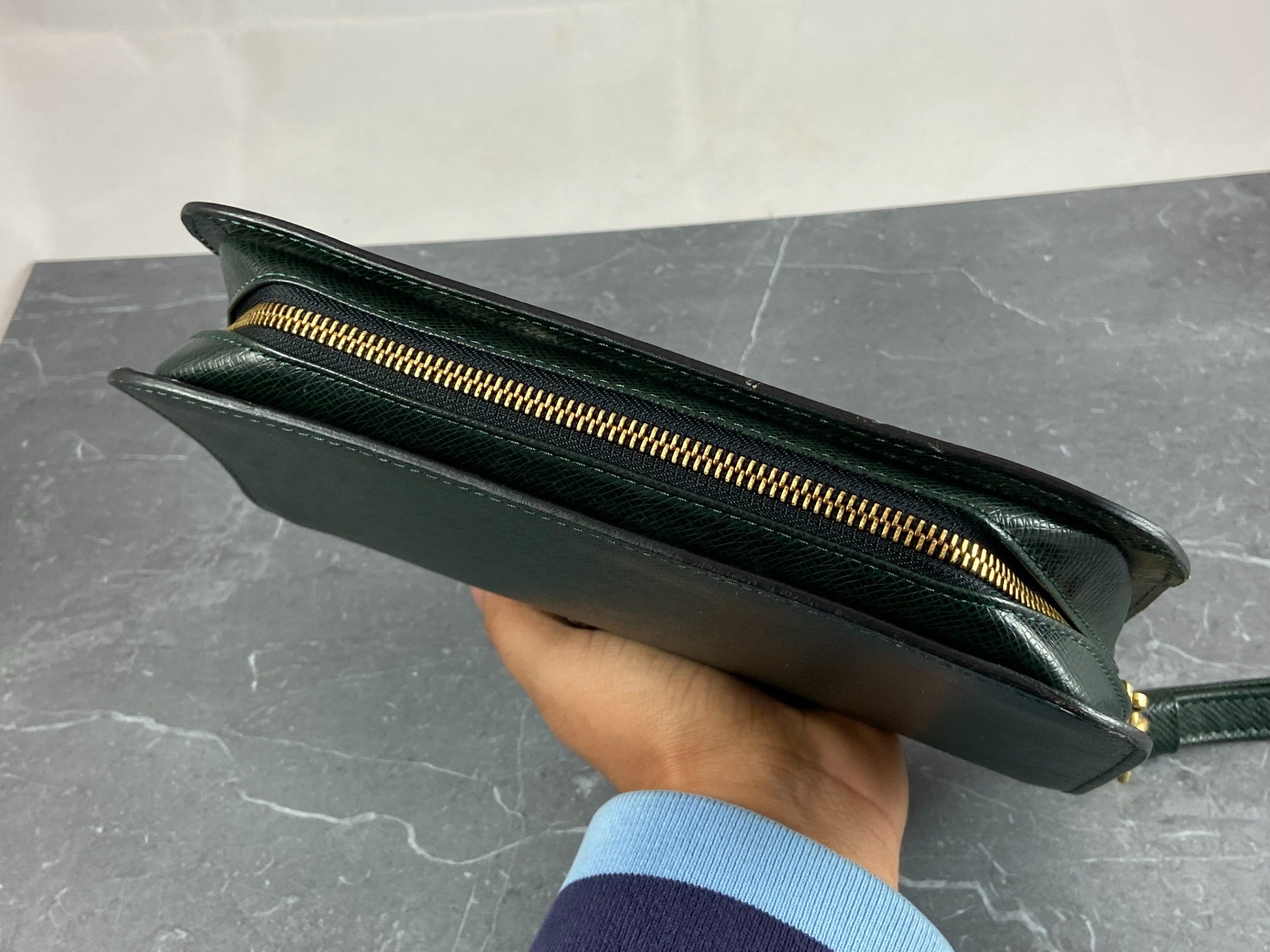 Louis Vuitton Baikal Clutch Epicea Green Taiga Leather