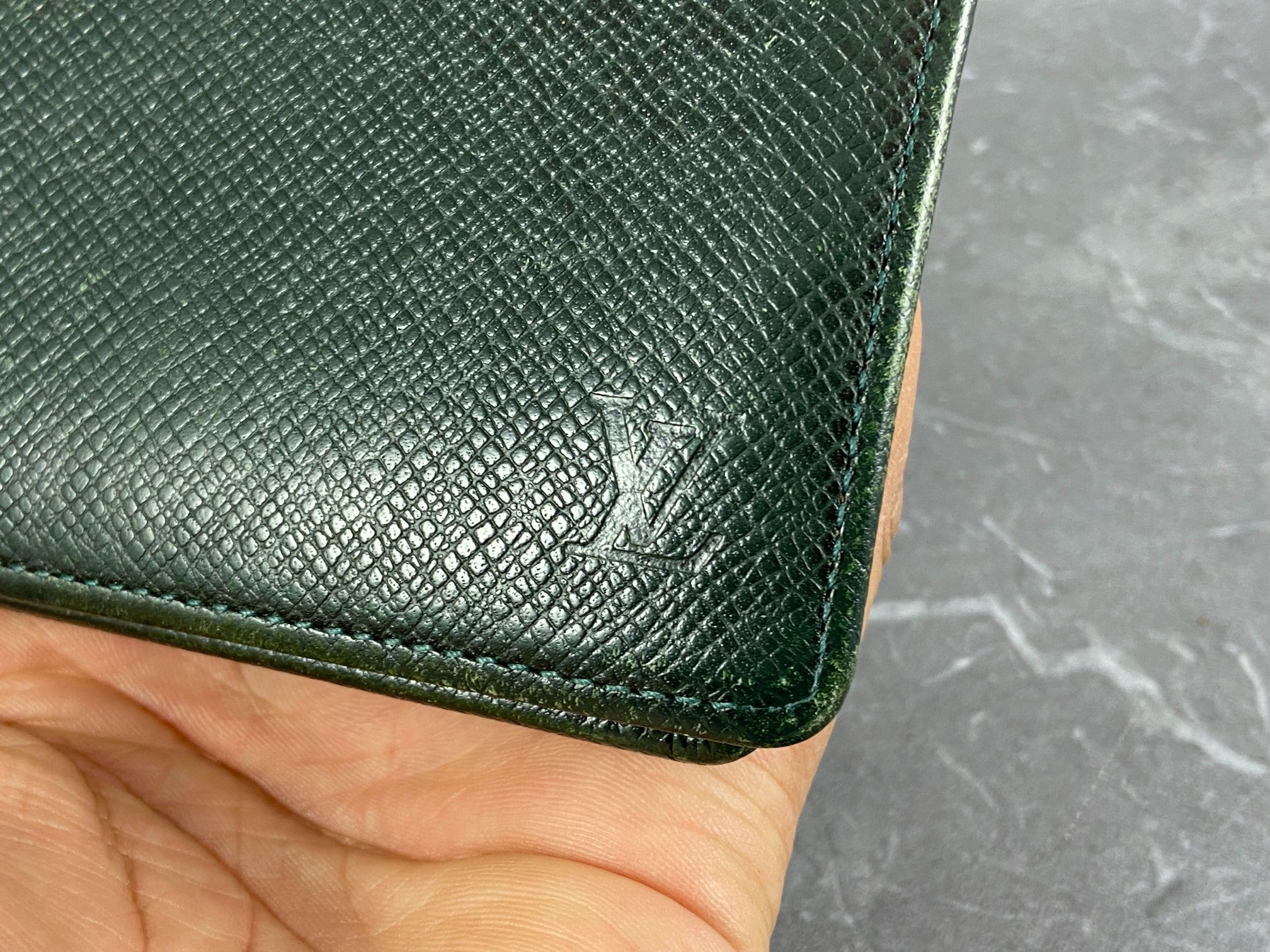 Louis Vuitton Bifold Wallet Dark Green Taiga Leather