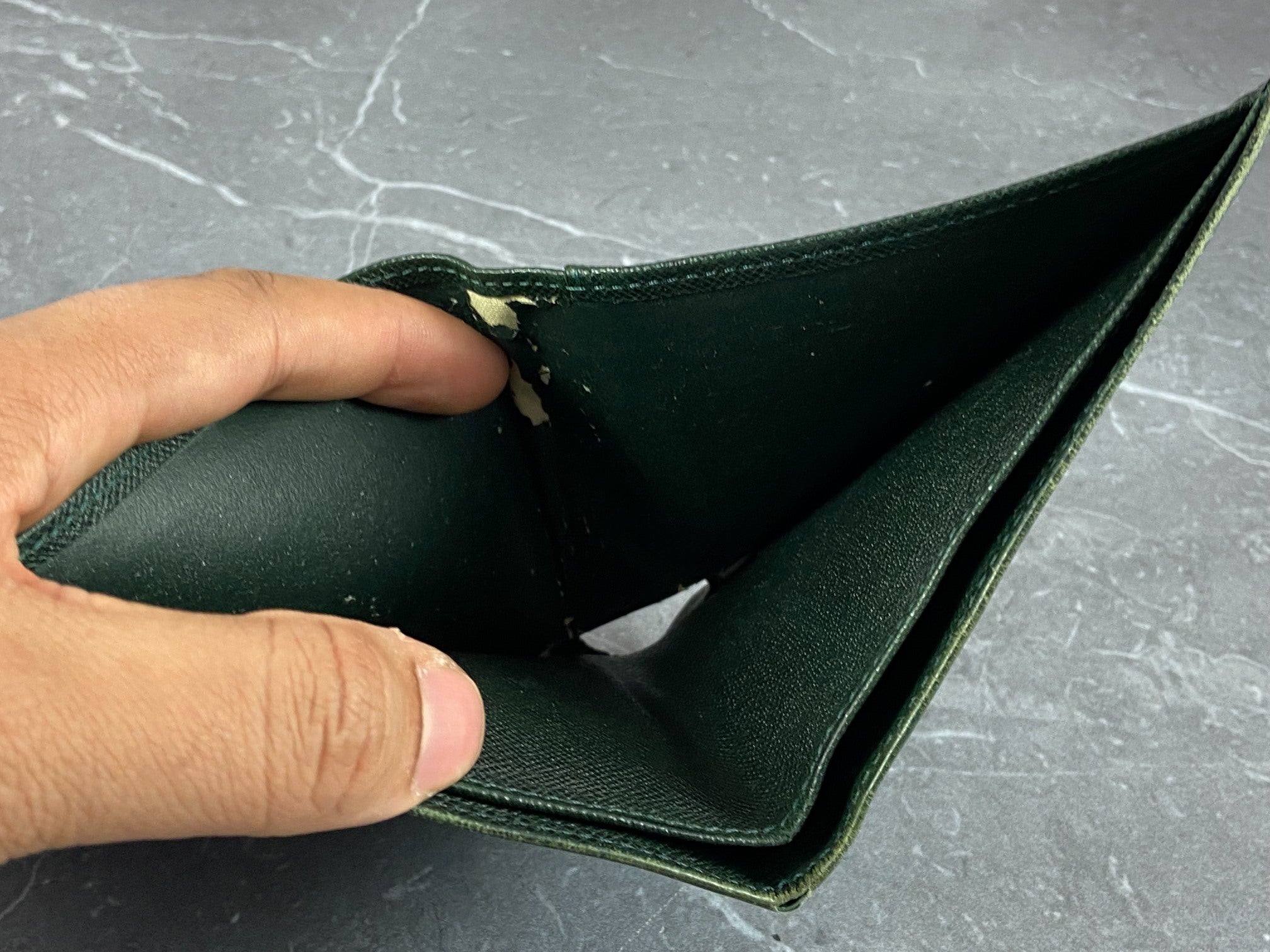 Louis Vuitton Bifold Wallet Dark Green Taiga Leather