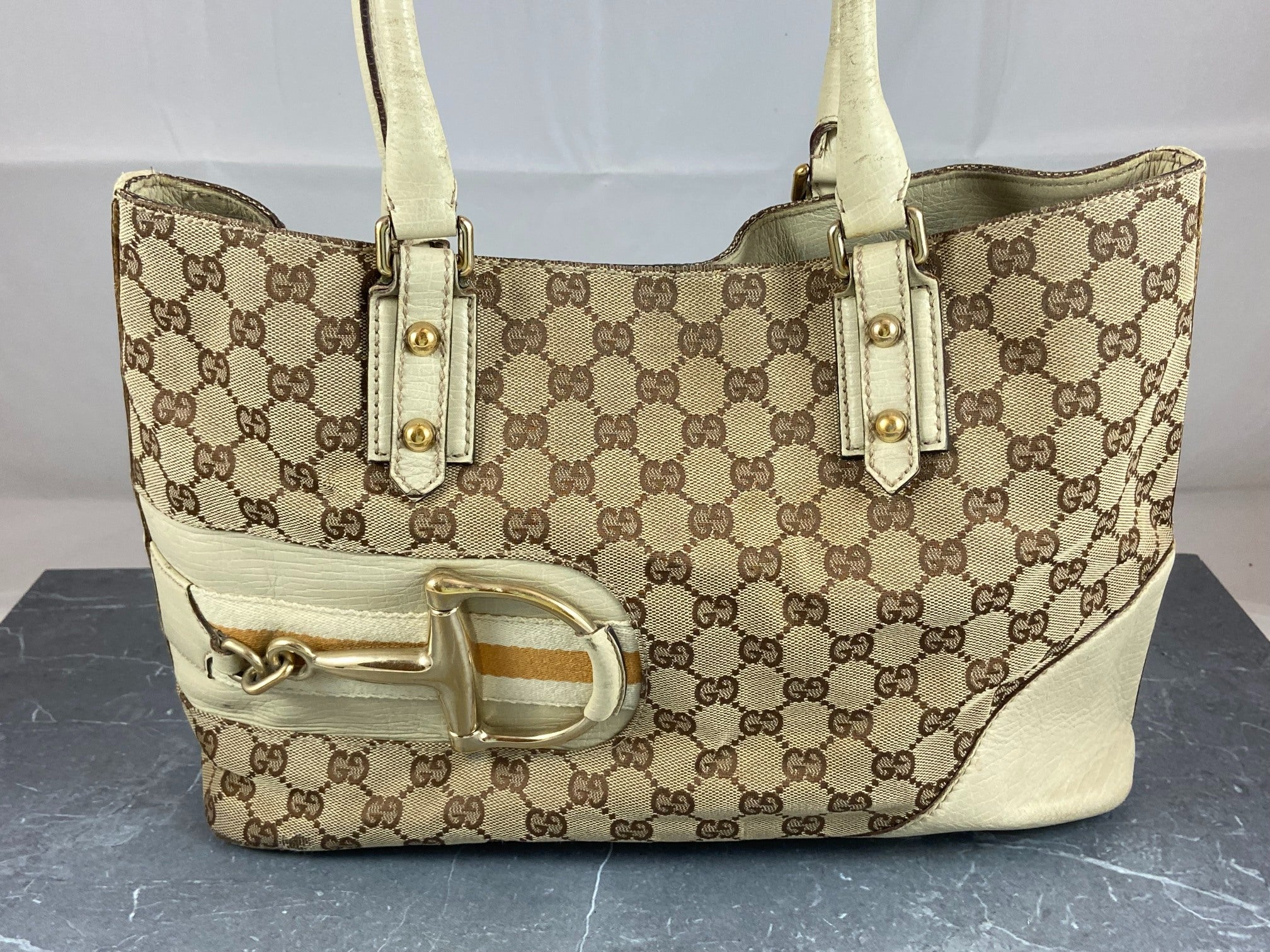 Gucci Horsebit Hand / Shopper Bag Grey GG Monogram