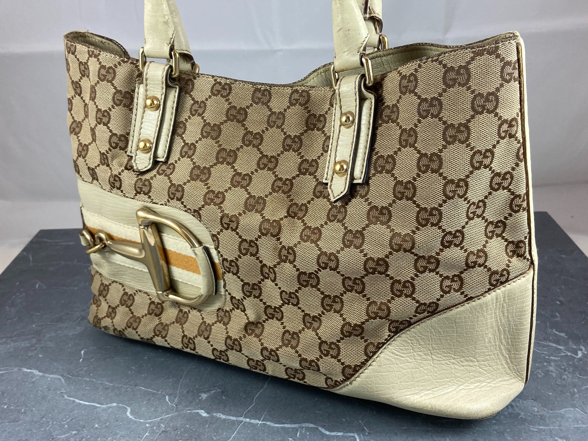 Gucci Horsebit Hand / Shopper Bag Grey GG Monogram