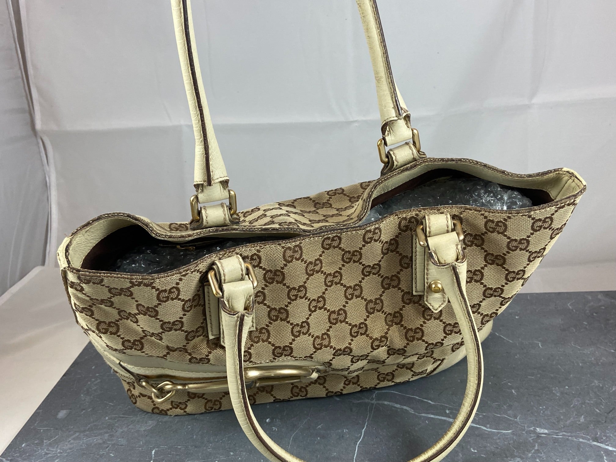 Gucci Horsebit Hand / Shopper Bag Grey GG Monogram