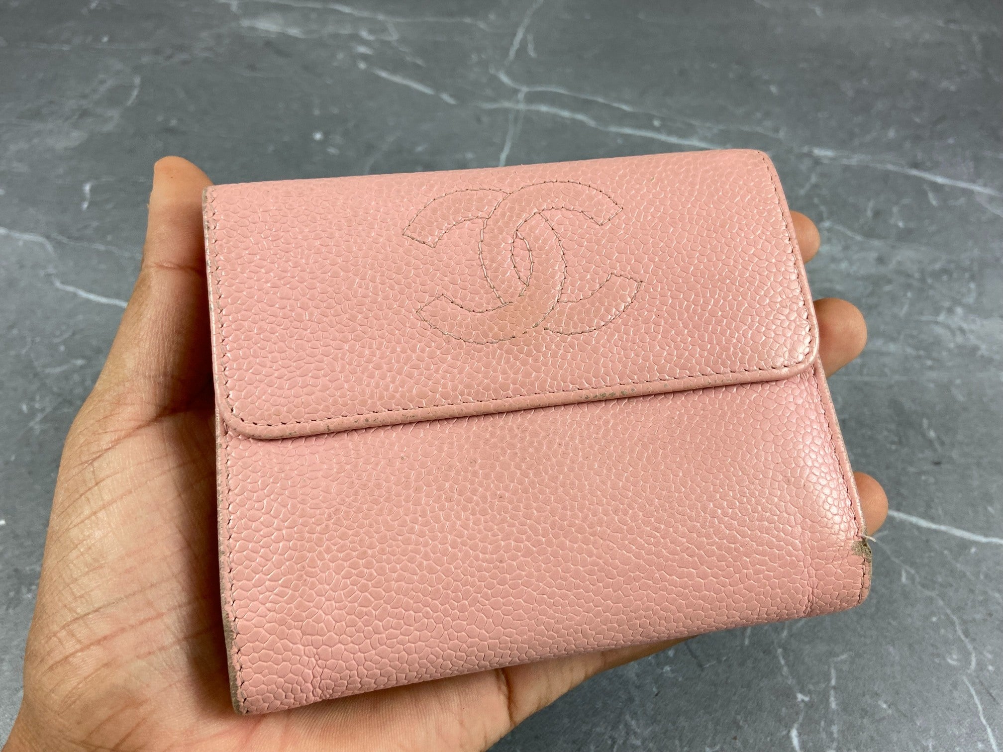 Chanel CC Compact Wallet Black Caviar Leather