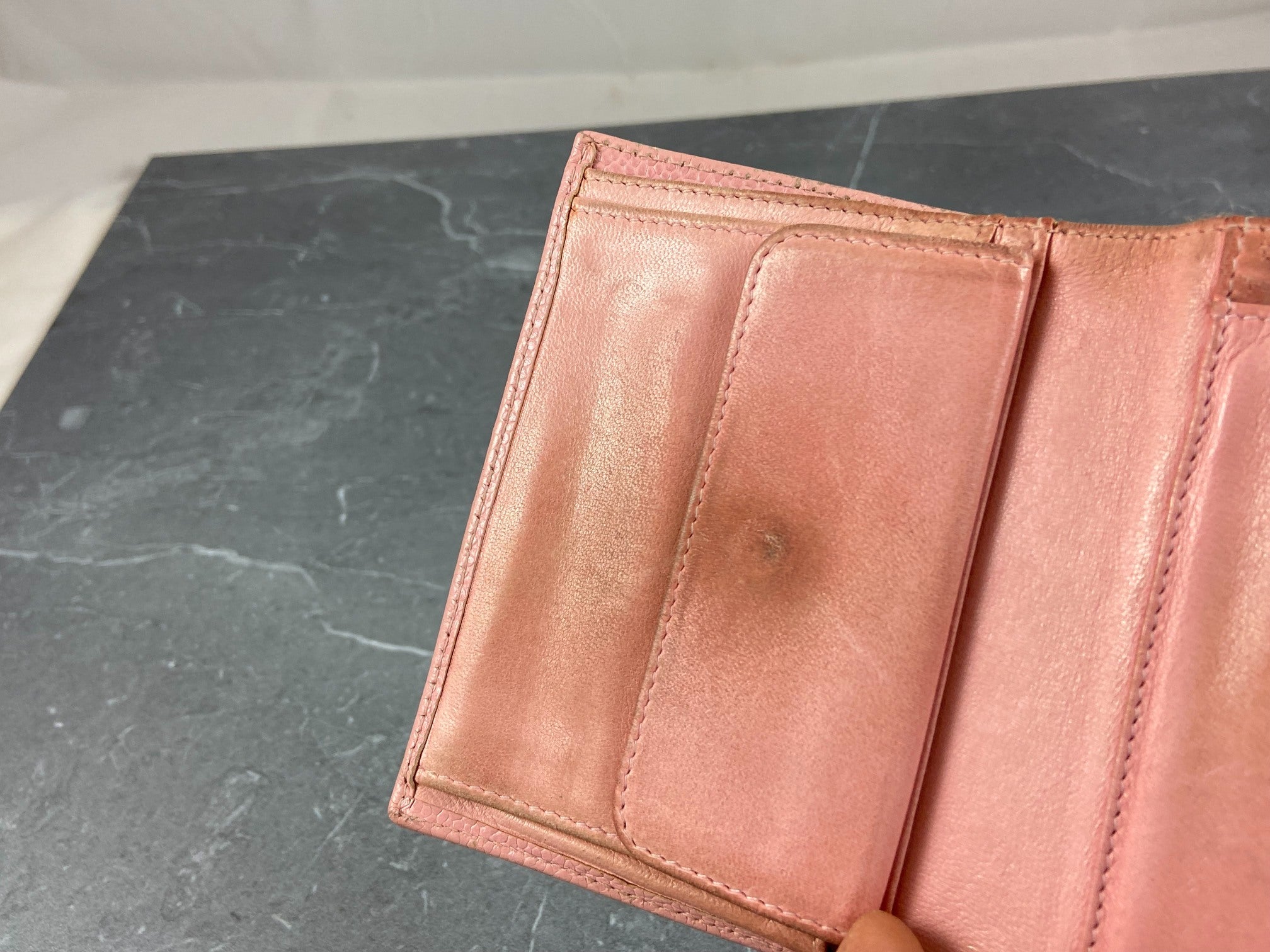 Chanel CC Compact Wallet Pink Caviar Leather