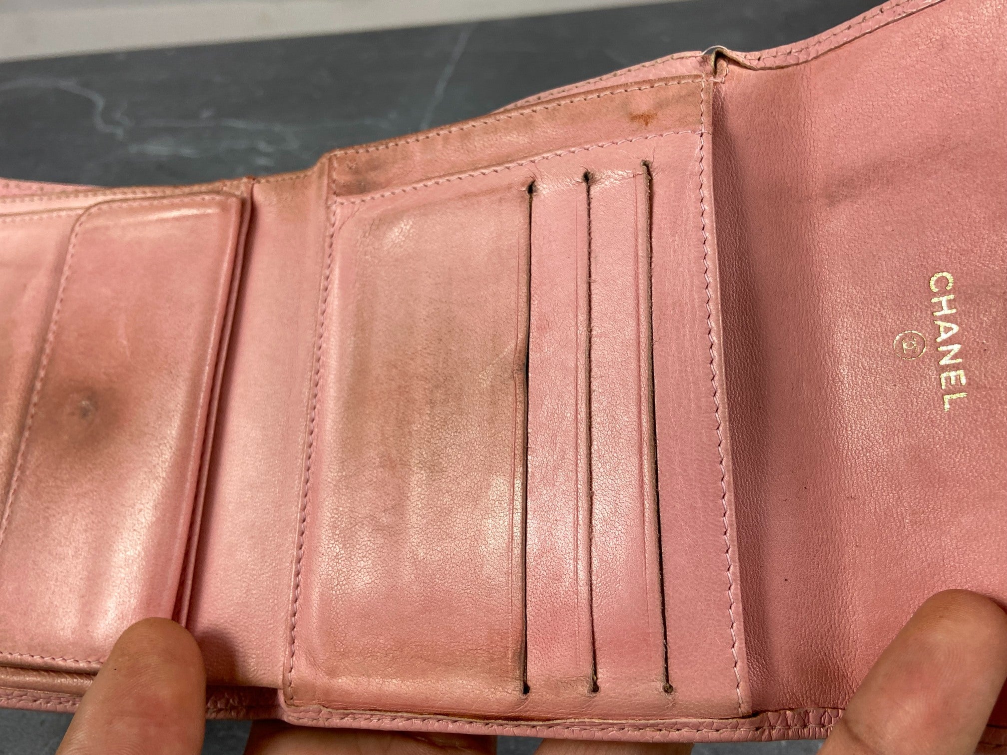 Chanel CC Compact Wallet Pink Caviar Leather