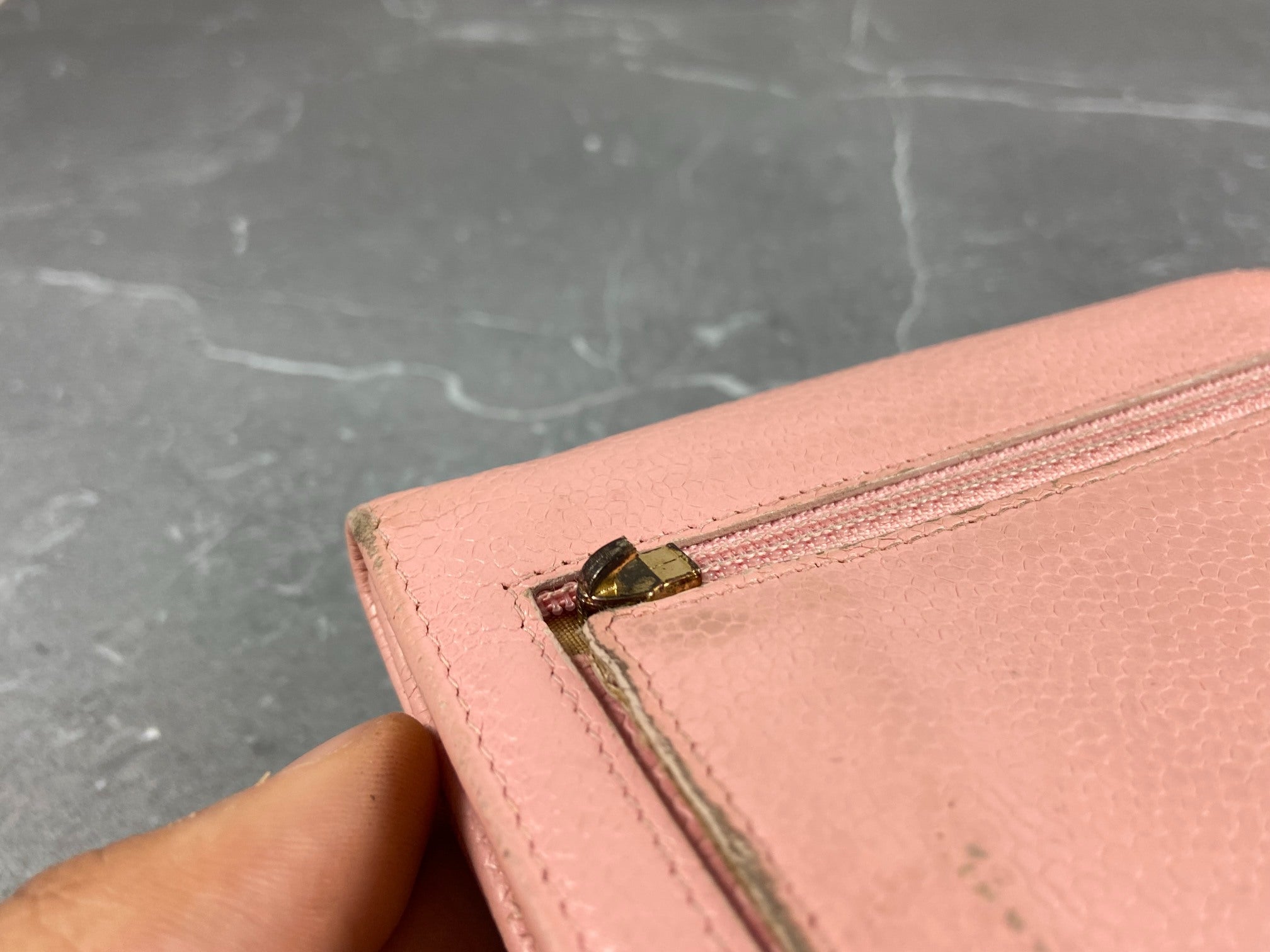 Chanel CC Compact Wallet Pink Caviar Leather