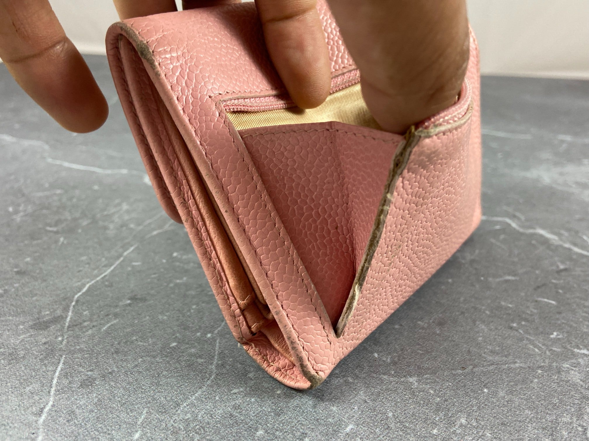 Chanel CC Compact Wallet Pink Caviar Leather