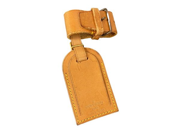 Louis Vuitton Luggage Tag & Handle Belt Beige Vachetta Leather