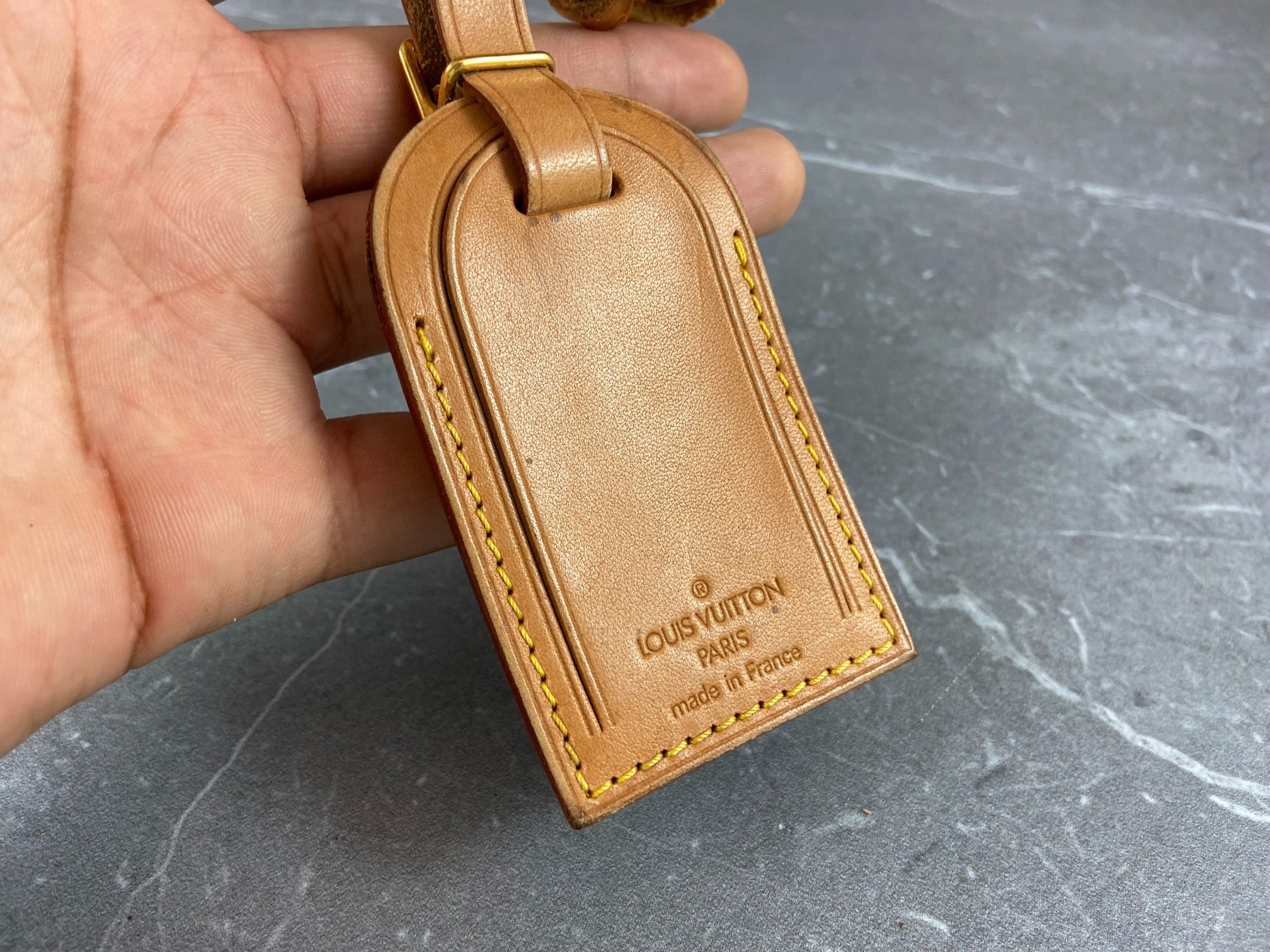 Louis Vuitton Luggage Tag & Handle Belt Beige Vachetta Leather