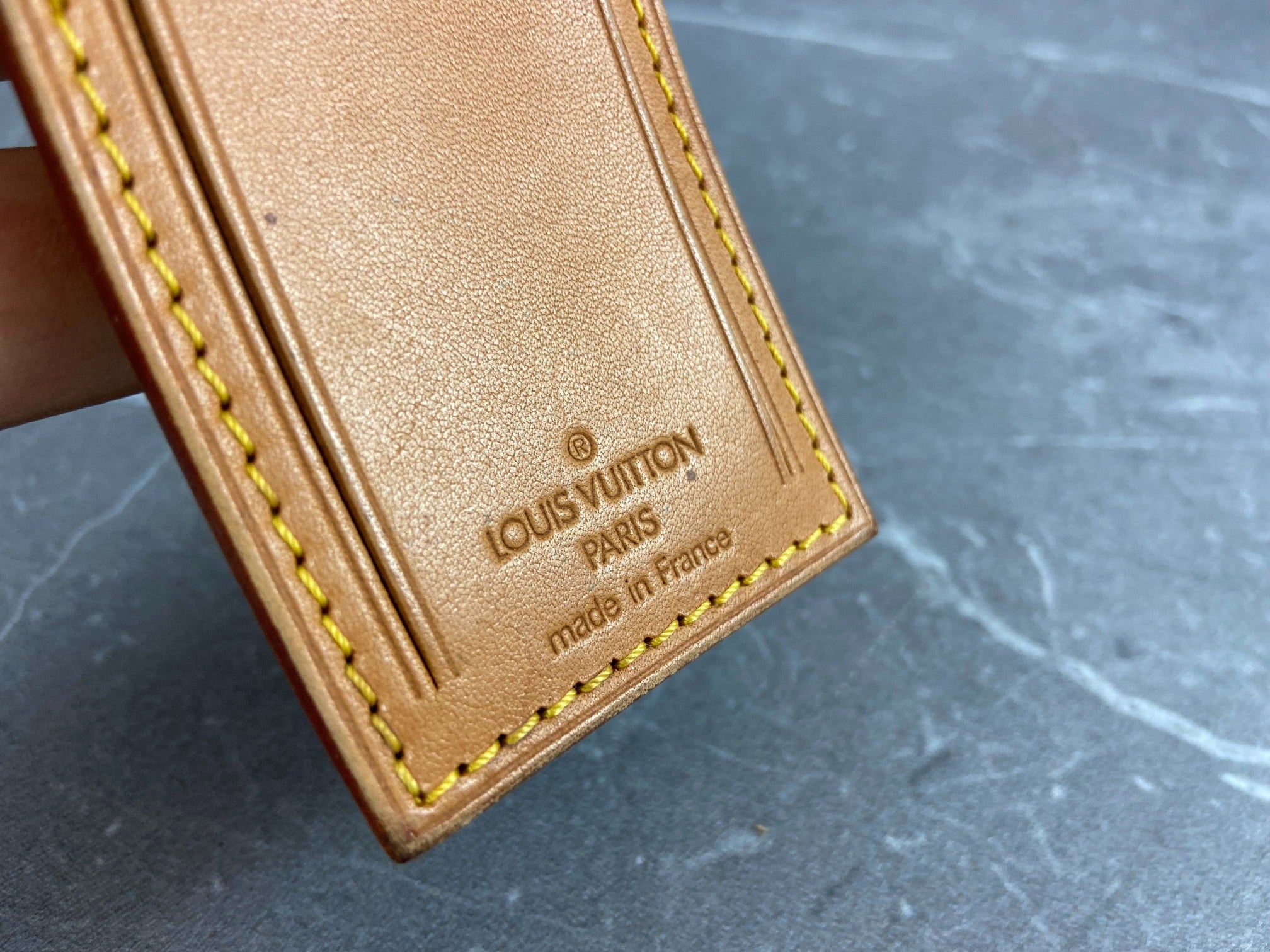 Louis Vuitton Luggage Tag & Handle Belt Beige Vachetta Leather