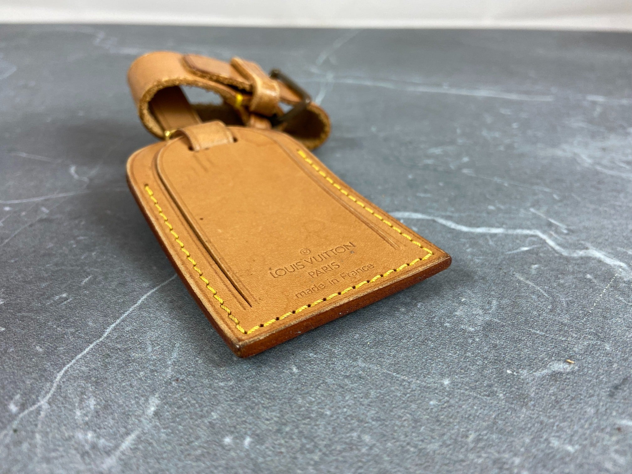 Louis Vuitton Luggage Tag & Handle Belt Beige Vachetta Leather