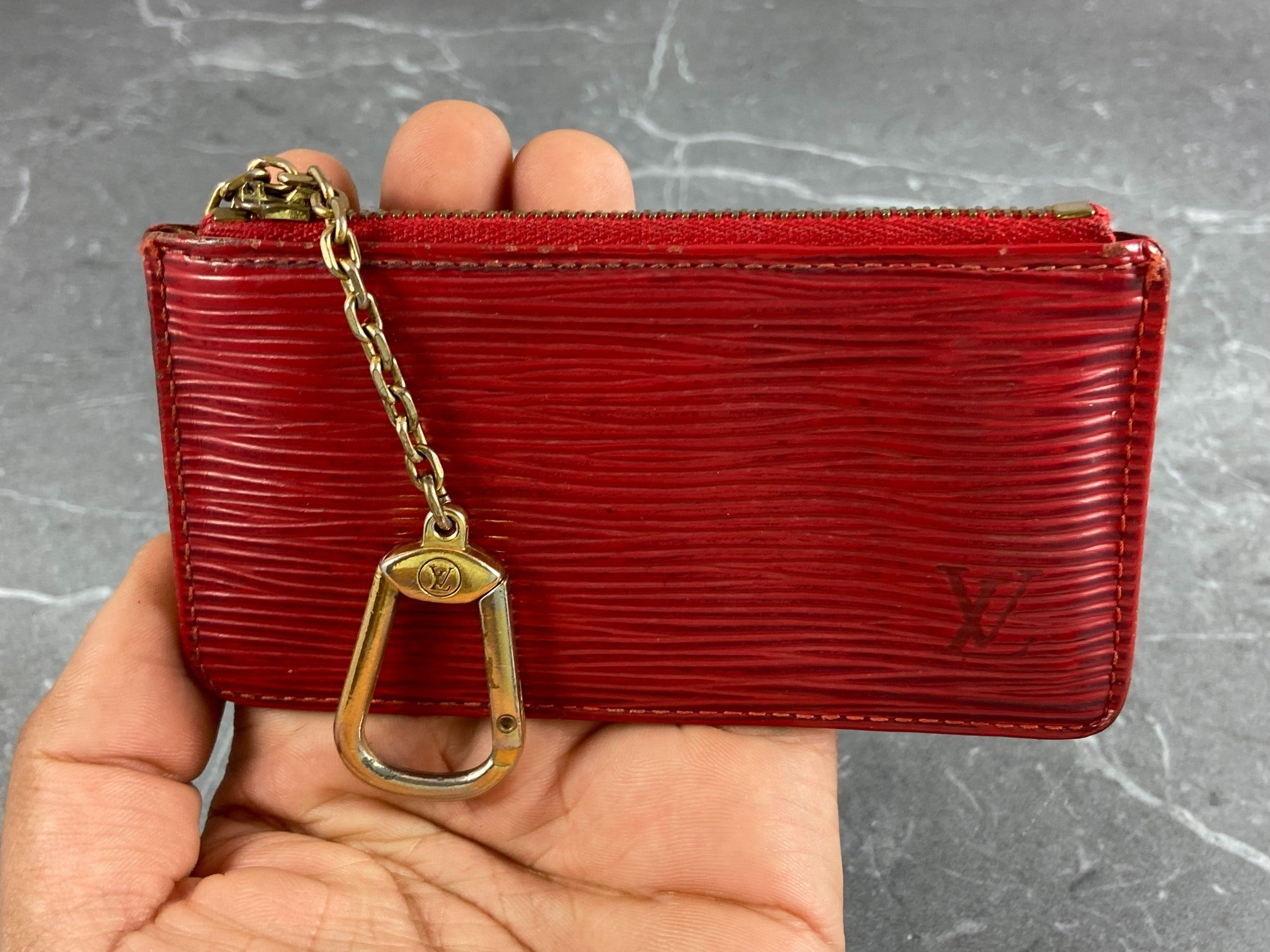 Louis Vuitton Pochette Cles Key Pouch Red Epi Leather