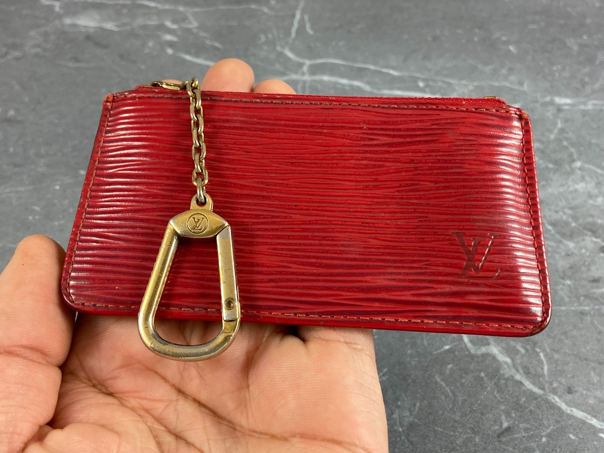 Louis Vuitton Pochette Cles Key Pouch Red Epi Leather