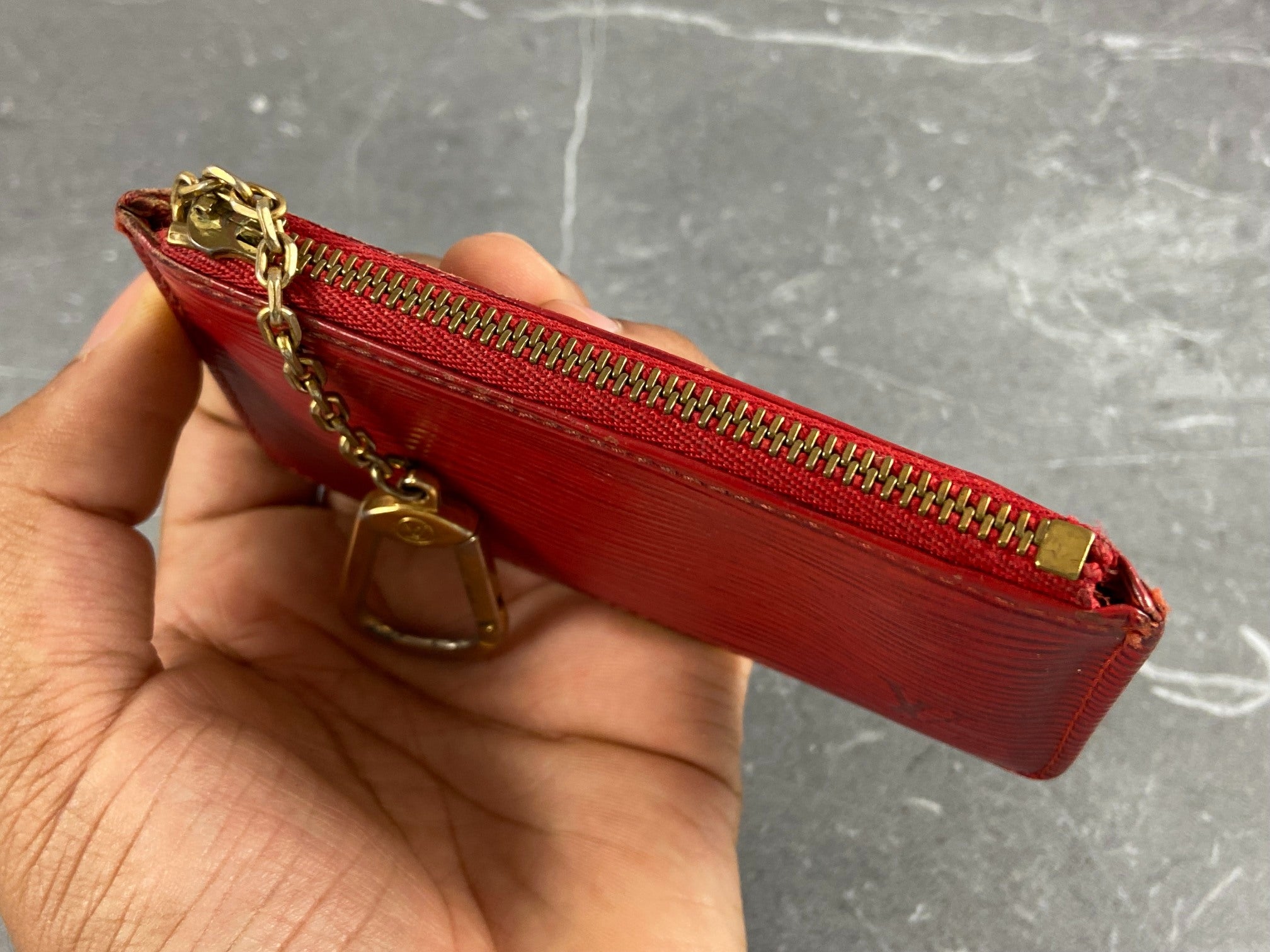 Louis Vuitton Pochette Cles Key Pouch Red Epi Leather
