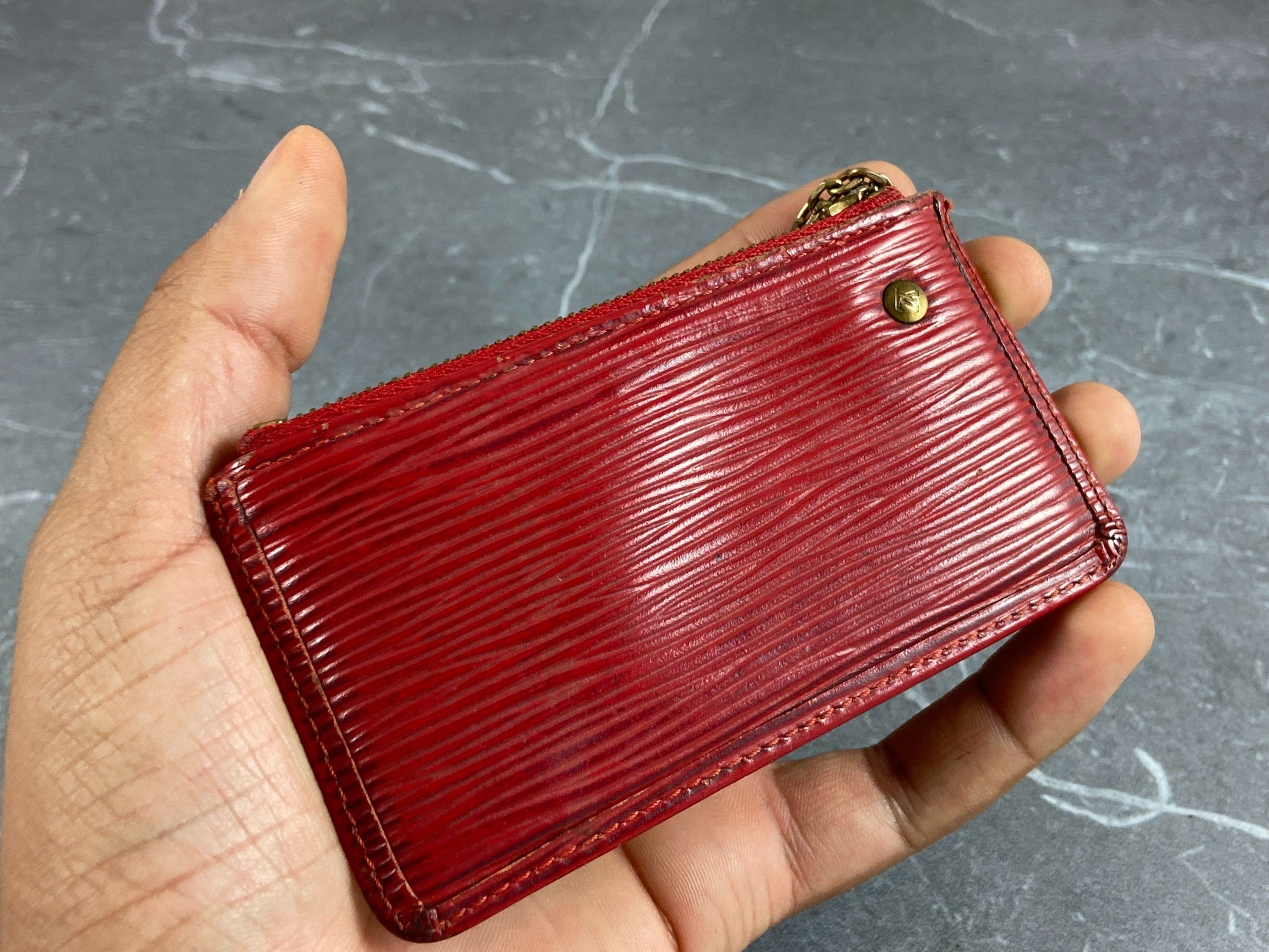 Louis Vuitton Pochette Cles Key Pouch Red Epi Leather