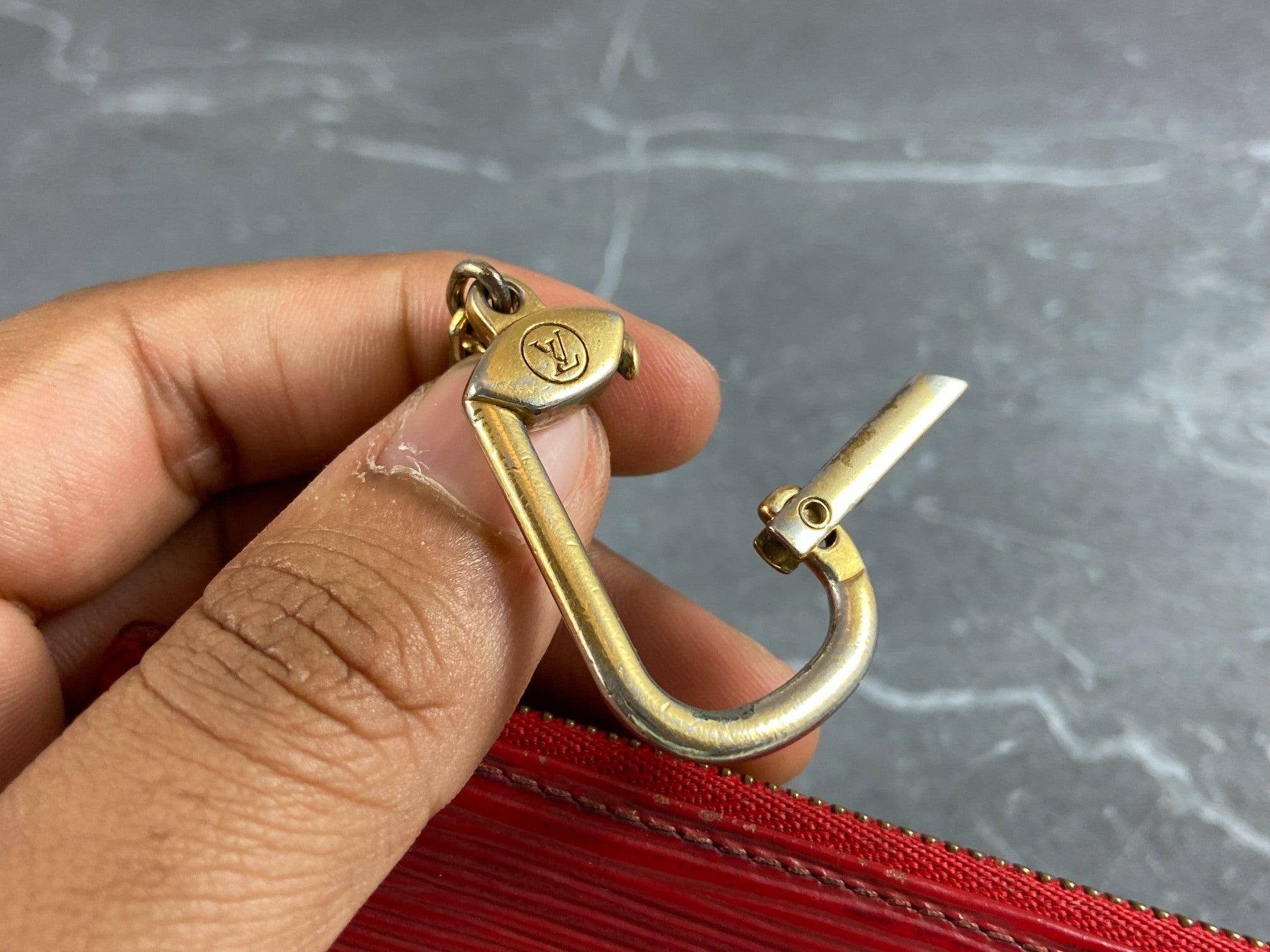 Louis Vuitton Pochette Cles Key Pouch Red Epi Leather