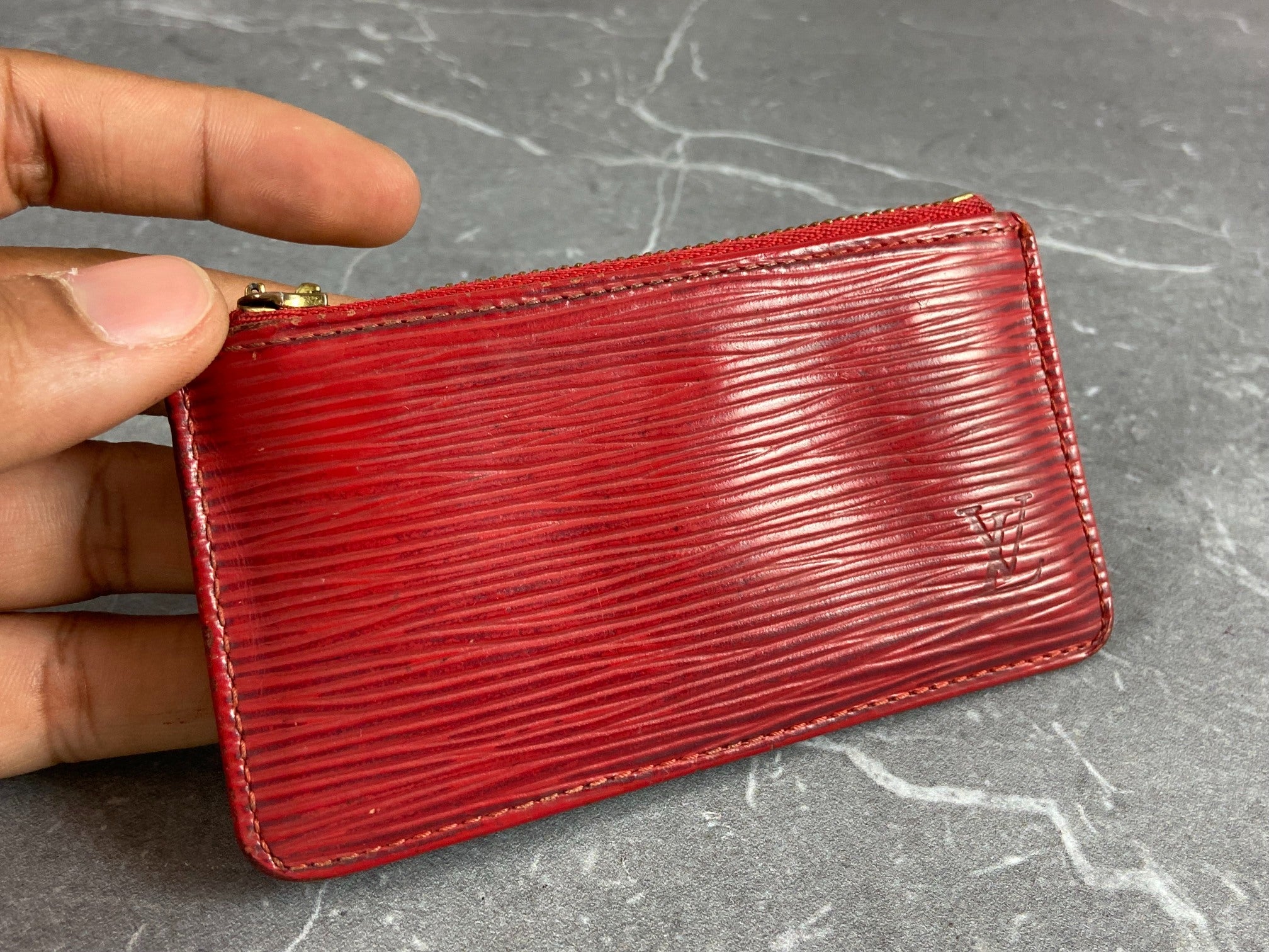 Louis Vuitton Pochette Cles Key Pouch Red Epi Leather