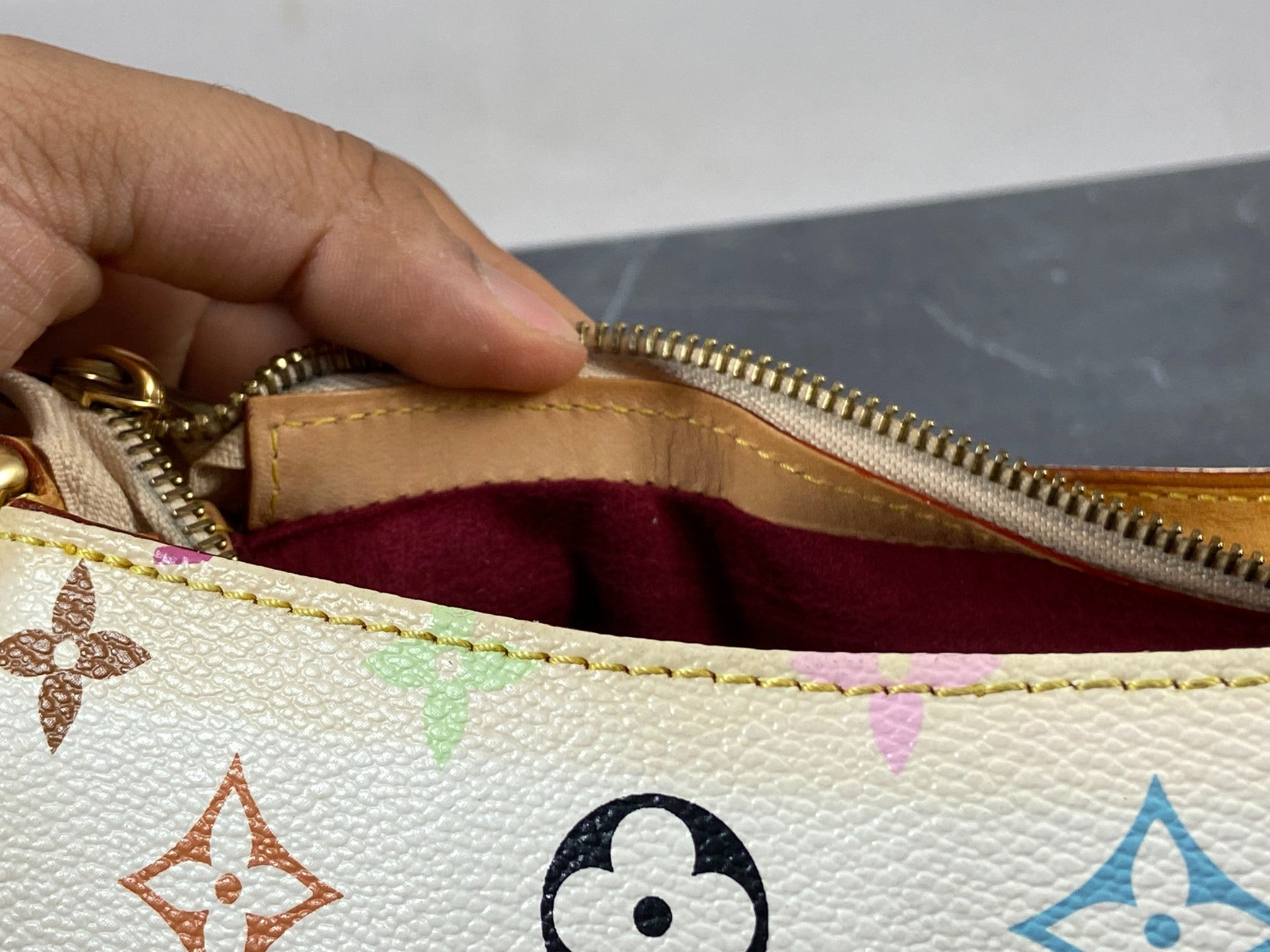 Louis Vuitton Eliza Pochette Takashi Murakami Multicolor White