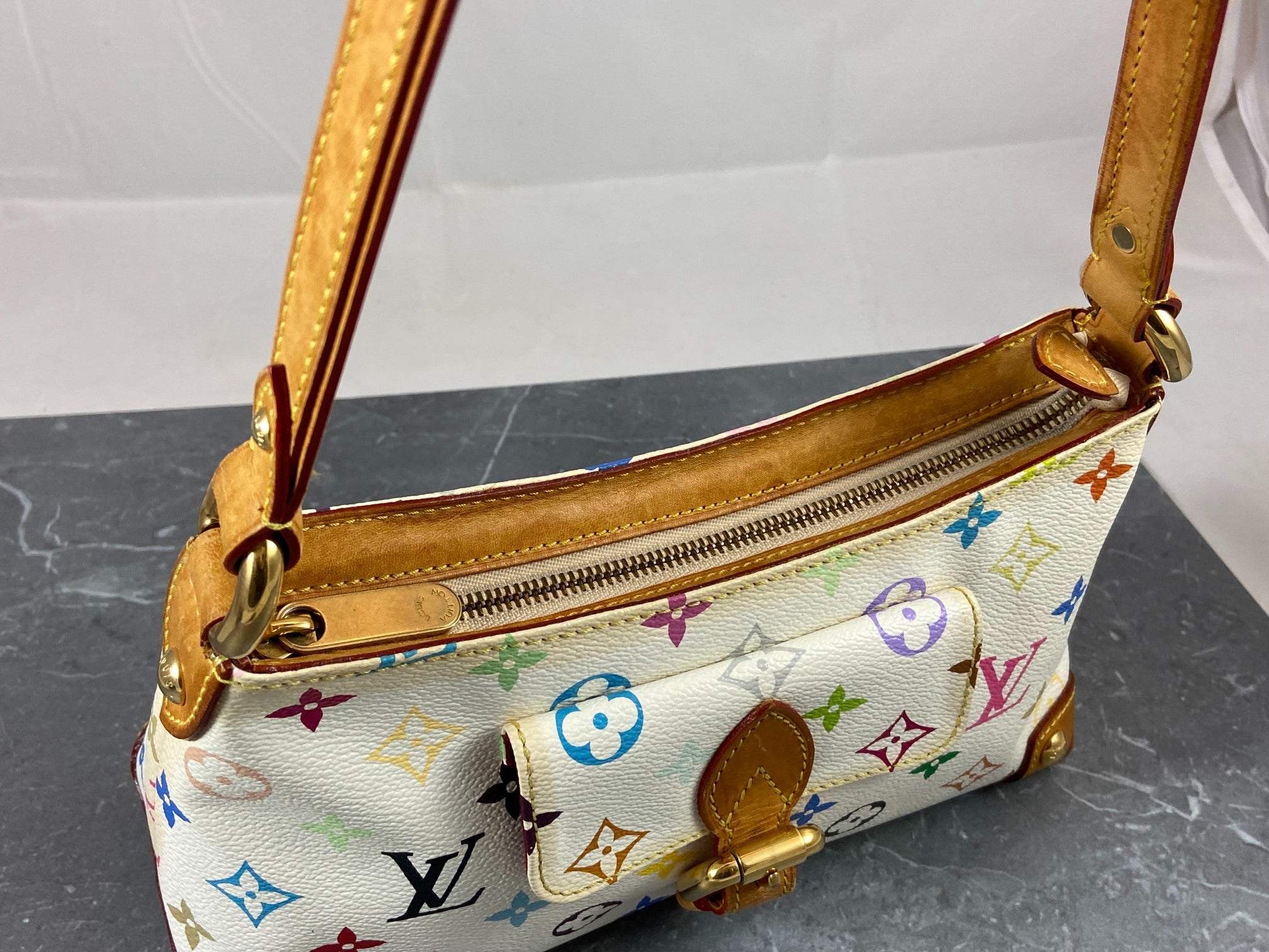 Louis Vuitton Eliza Pochette Takashi Murakami Multicolor White