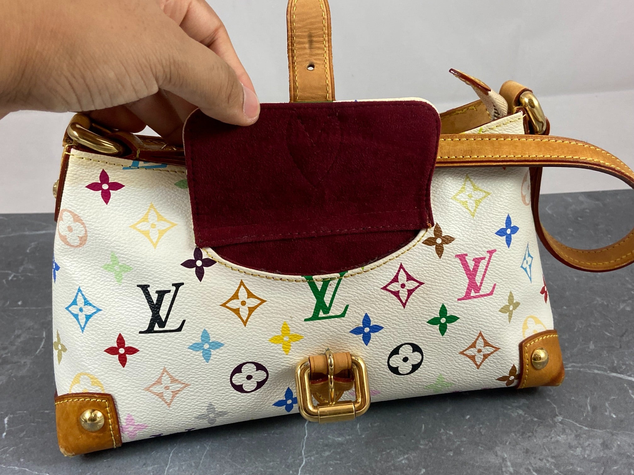 Louis Vuitton Eliza Pochette Takashi Murakami Multicolor White