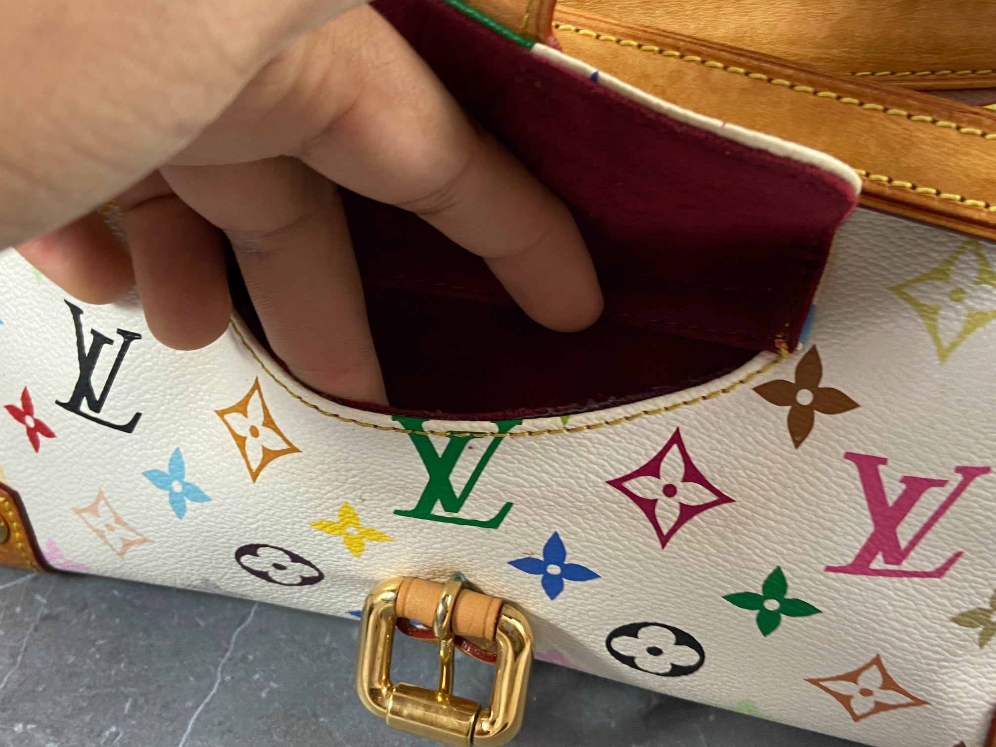 Louis Vuitton Eliza Pochette Takashi Murakami Multicolor White