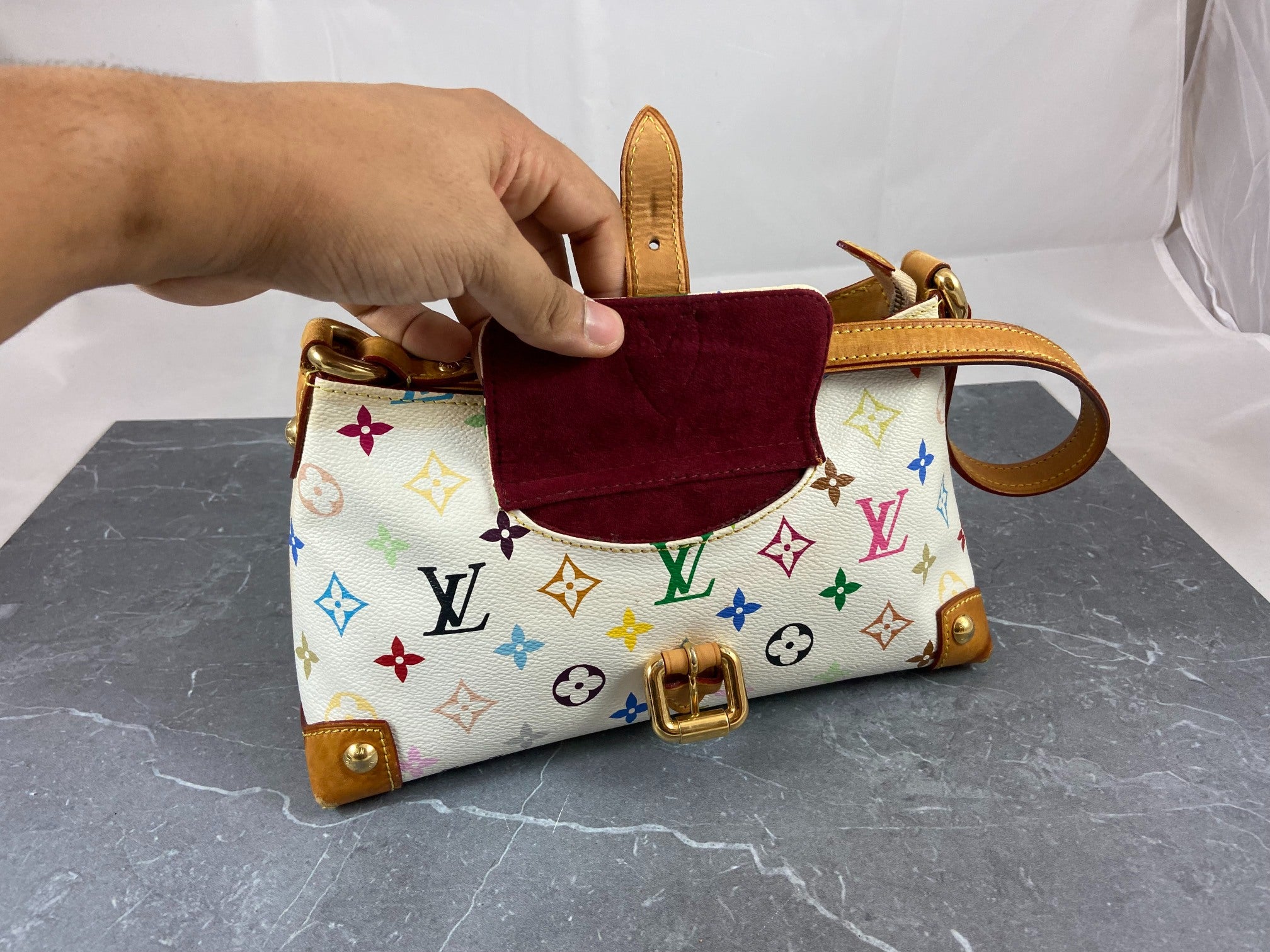 Louis Vuitton Eliza Pochette Takashi Murakami Multicolor White