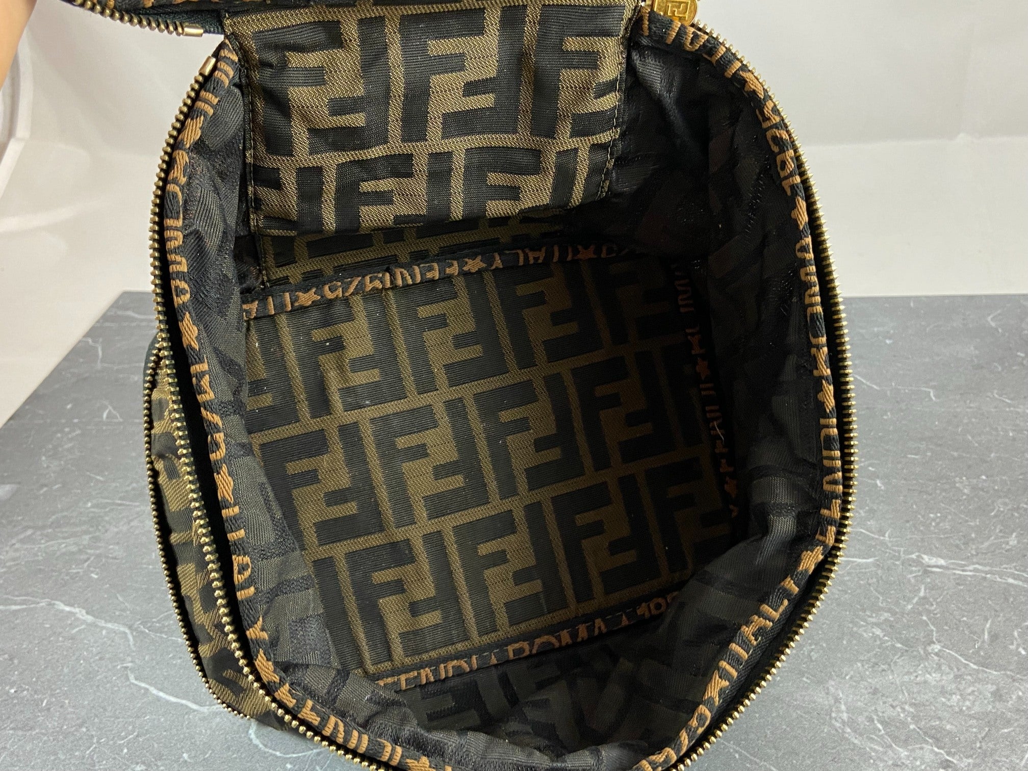Fendi Vanity Bag Tabacco Brown Zucca Monogram