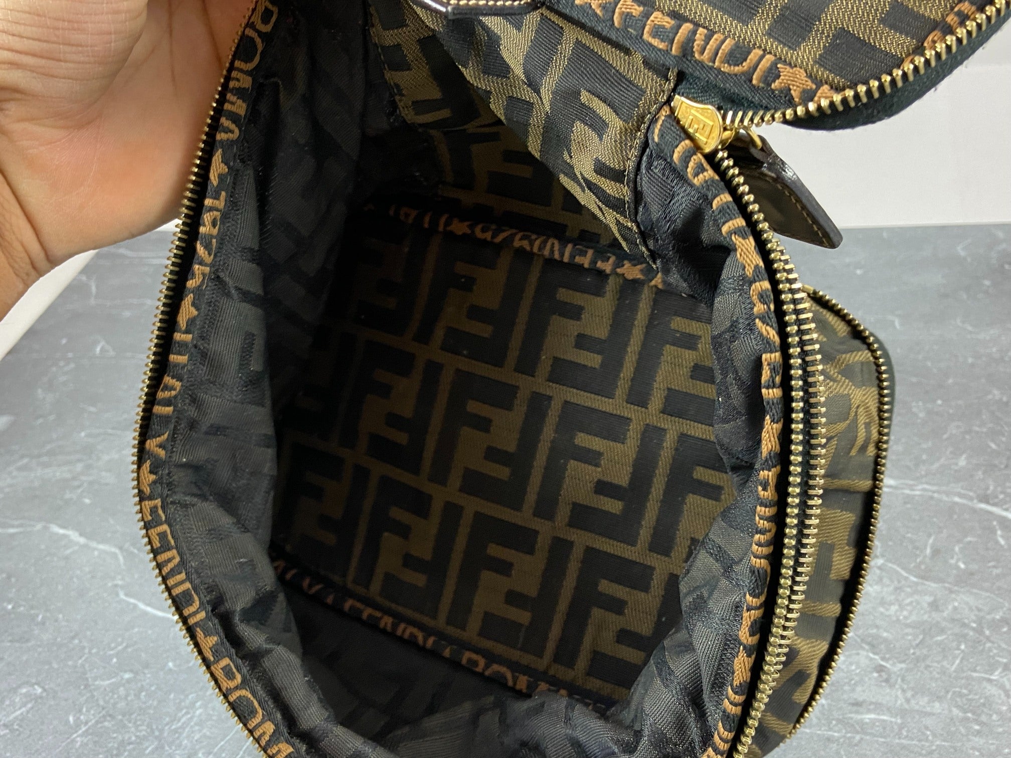 Fendi Vanity Bag Tabacco Brown Zucca Monogram