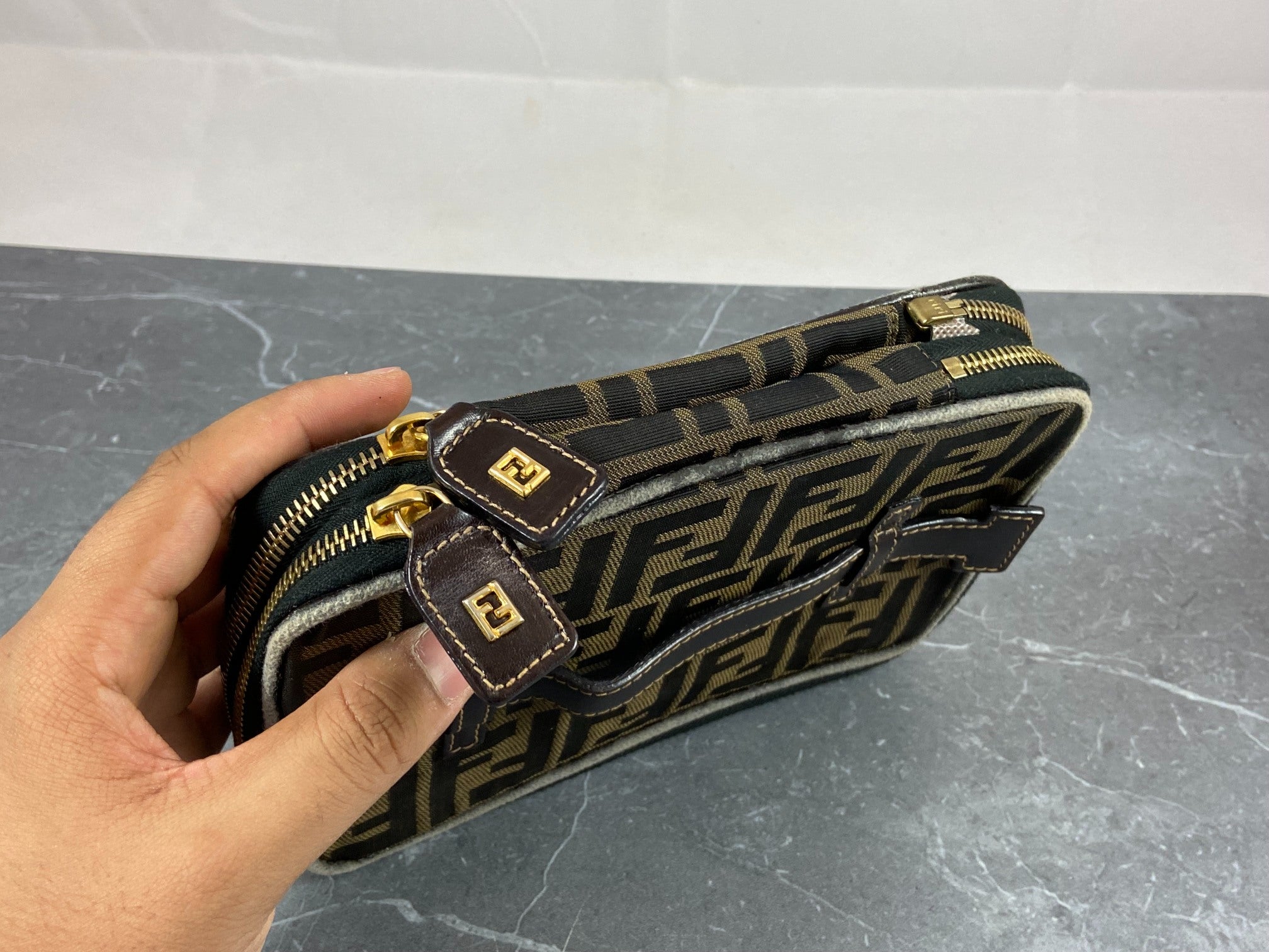 Fendi Vanity Bag Tabacco Brown Zucca Monogram