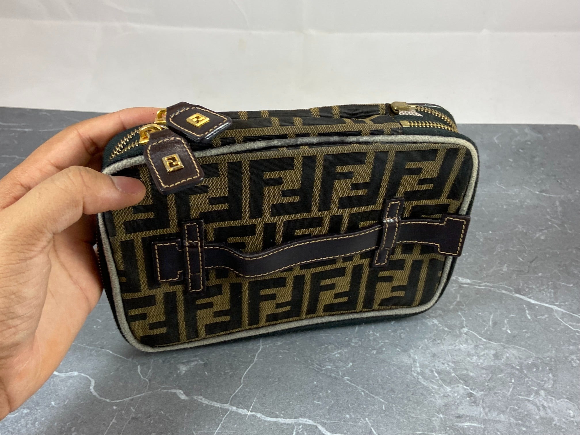 Fendi Vanity Bag Tabacco Brown Zucca Monogram