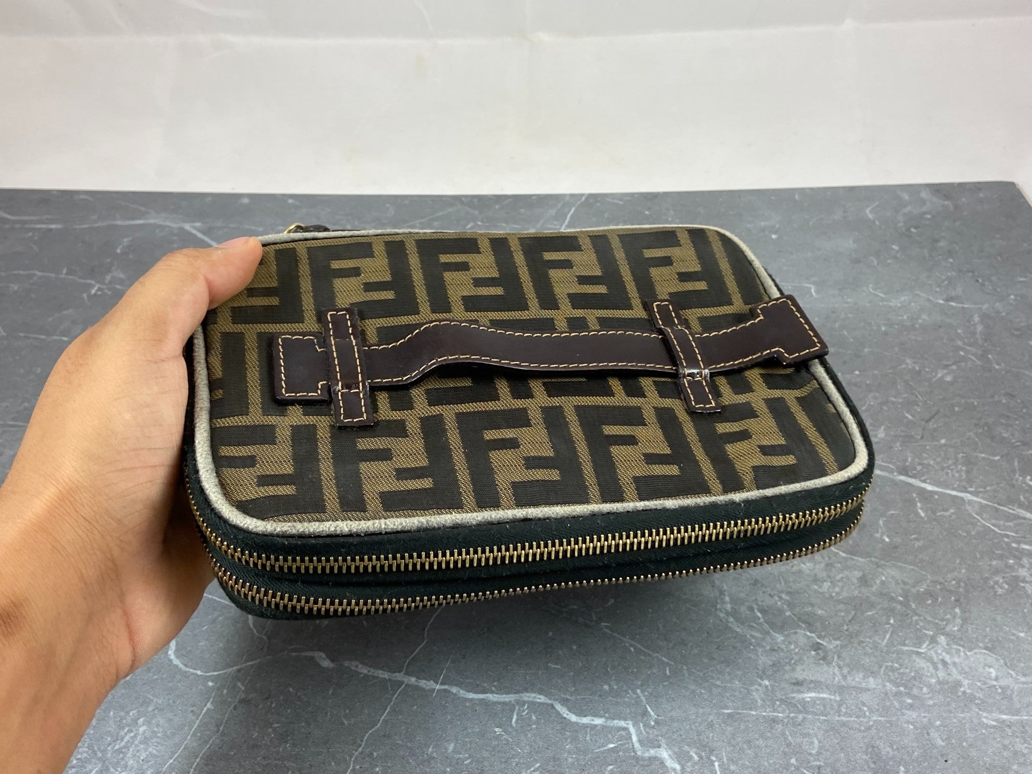 Fendi Vanity Bag Tabacco Brown Zucca Monogram