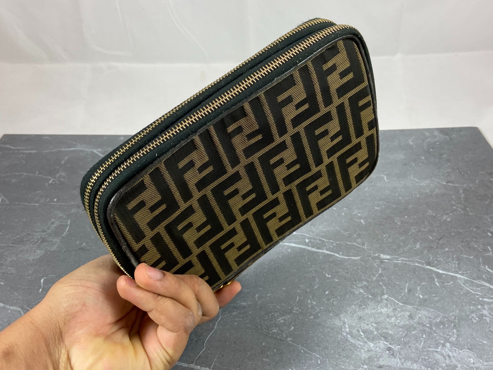 Fendi Vanity Bag Tabacco Brown Zucca Monogram